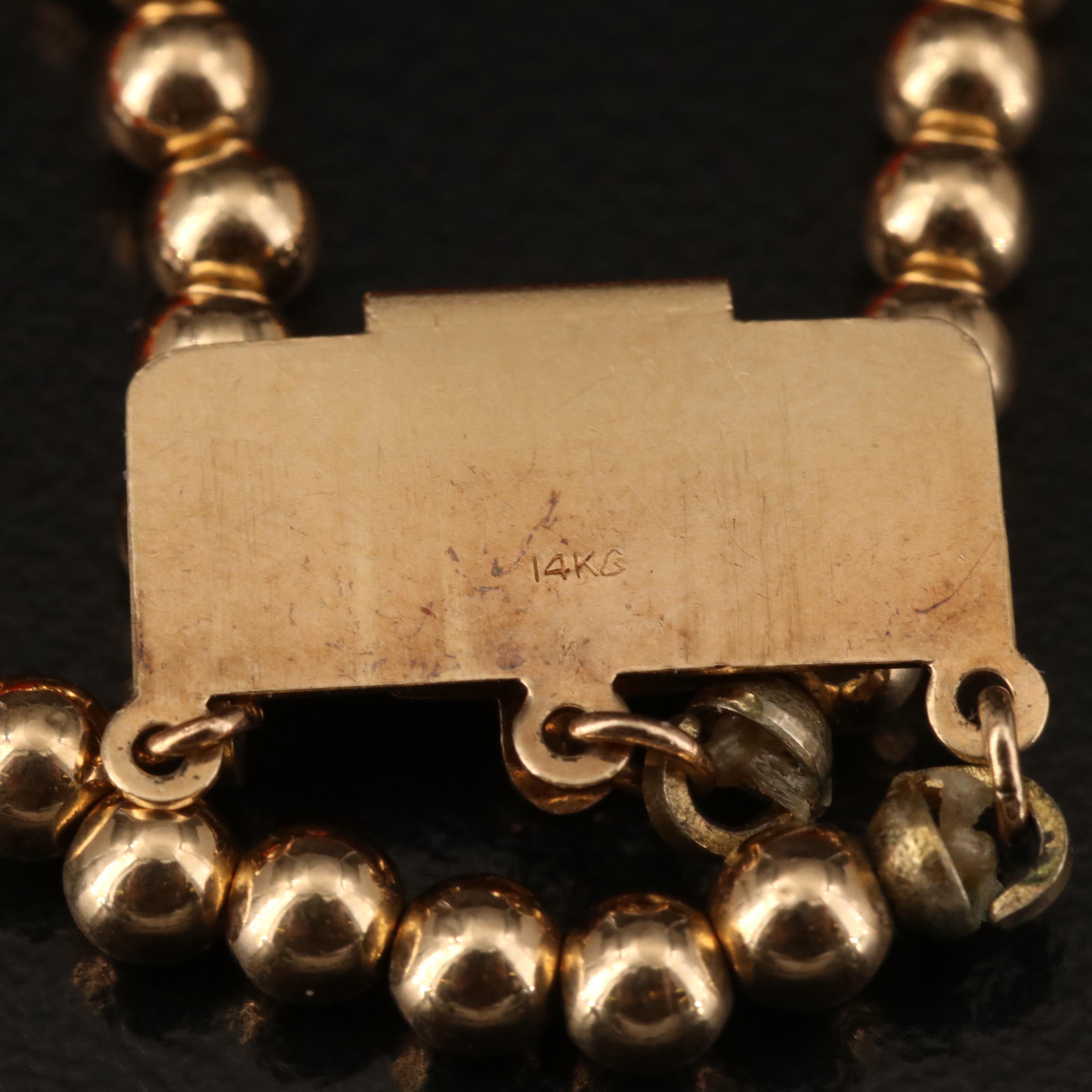 14K Coral and Pearl Triple Strand Necklace