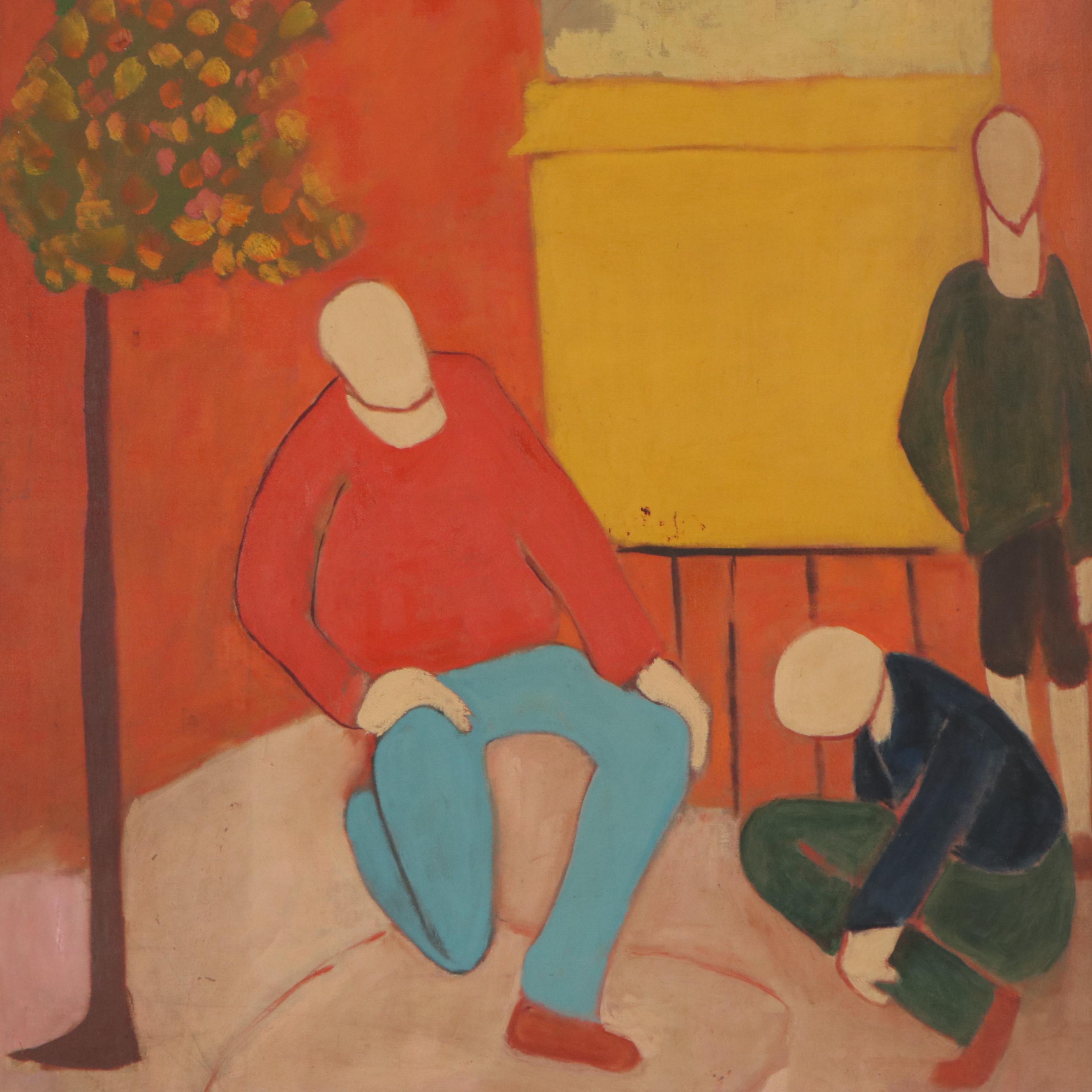 Bernice Fisher Stacy Modernist Figurative Oil Painting