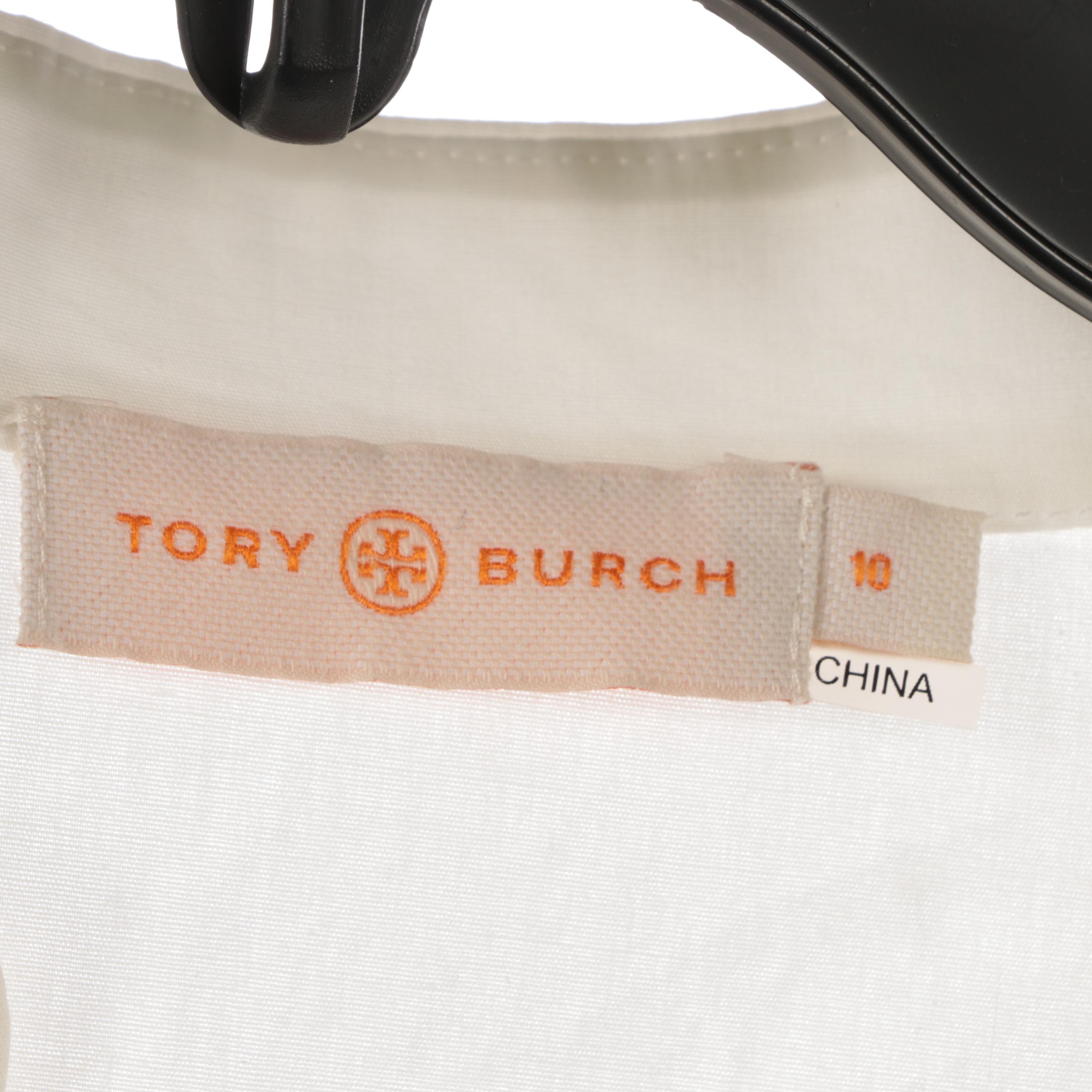 Tory Burch, J. Crew, and Maeve Blouses in White Embroidered Cotton