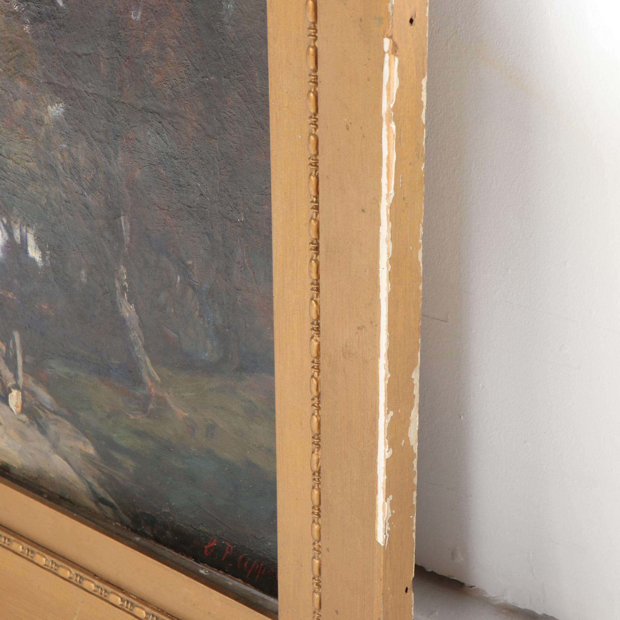 Charles P. Appel Oil Painting of Forest Cart Path, Early 20th Century