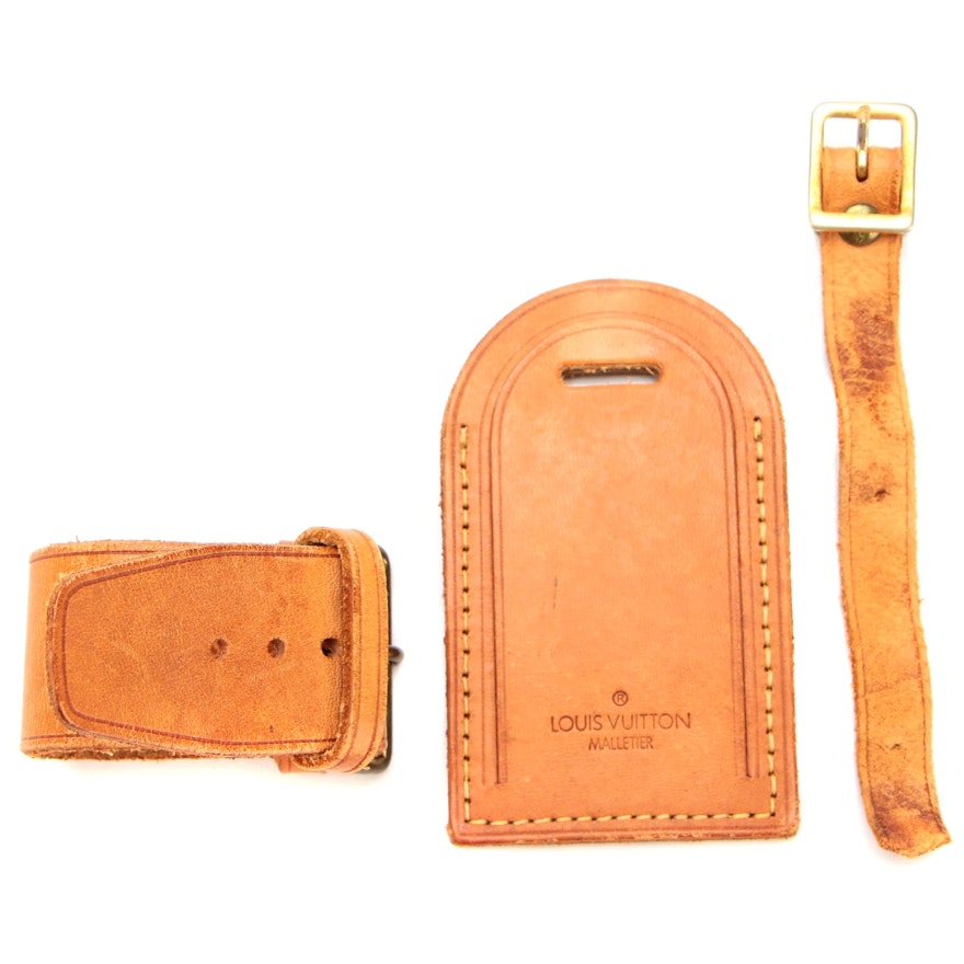 Louis Vuitton Malletier Poignet and Luggage Tag Set in Vachetta Leather