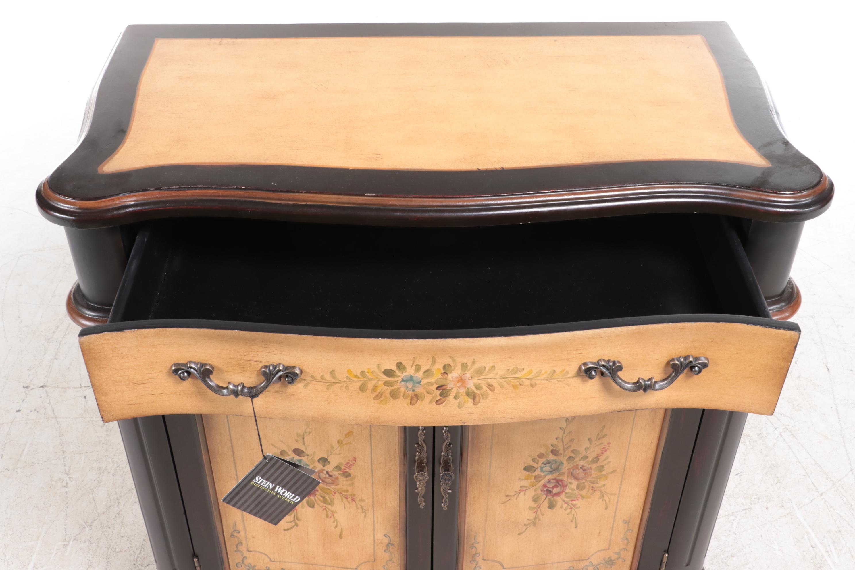 Stein World Venetian Rococo Style Paint-Decorated Serpentine Side Cabinet