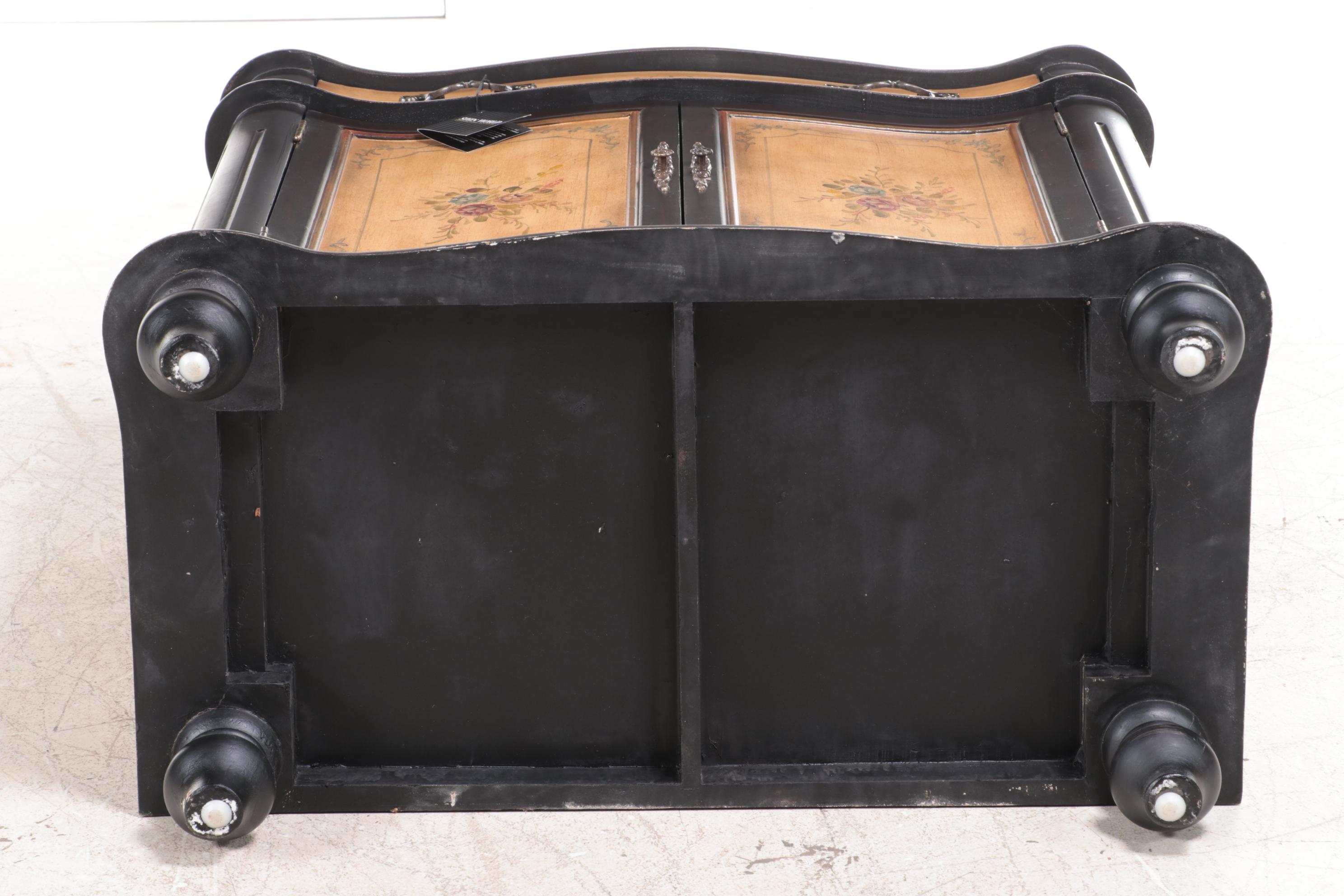 Stein World Venetian Rococo Style Paint-Decorated Serpentine Side Cabinet