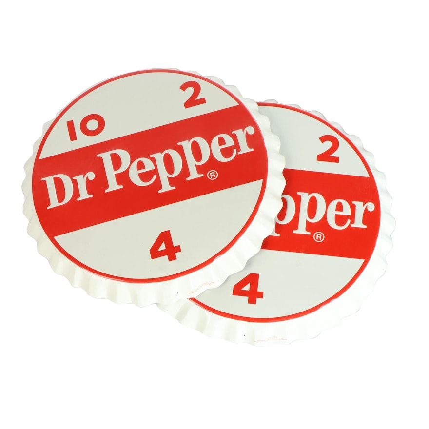 Pair of Giant Dr. Pepper Bottle Cap Advertising Signs