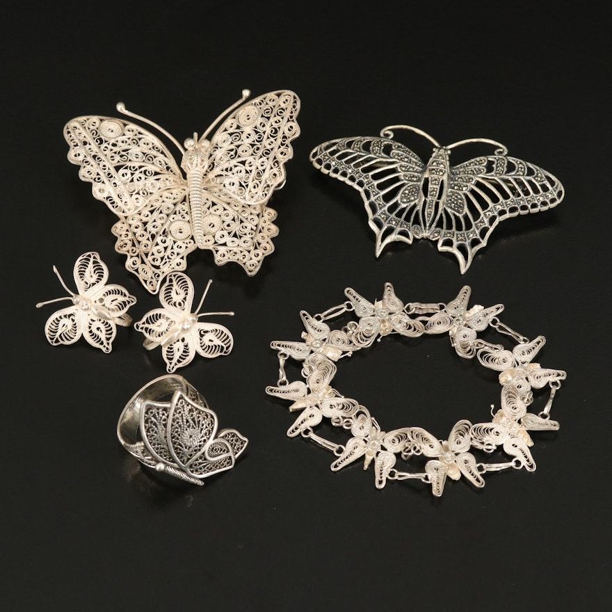 Sterling Marcastie Filigree Butterfly Jewelry