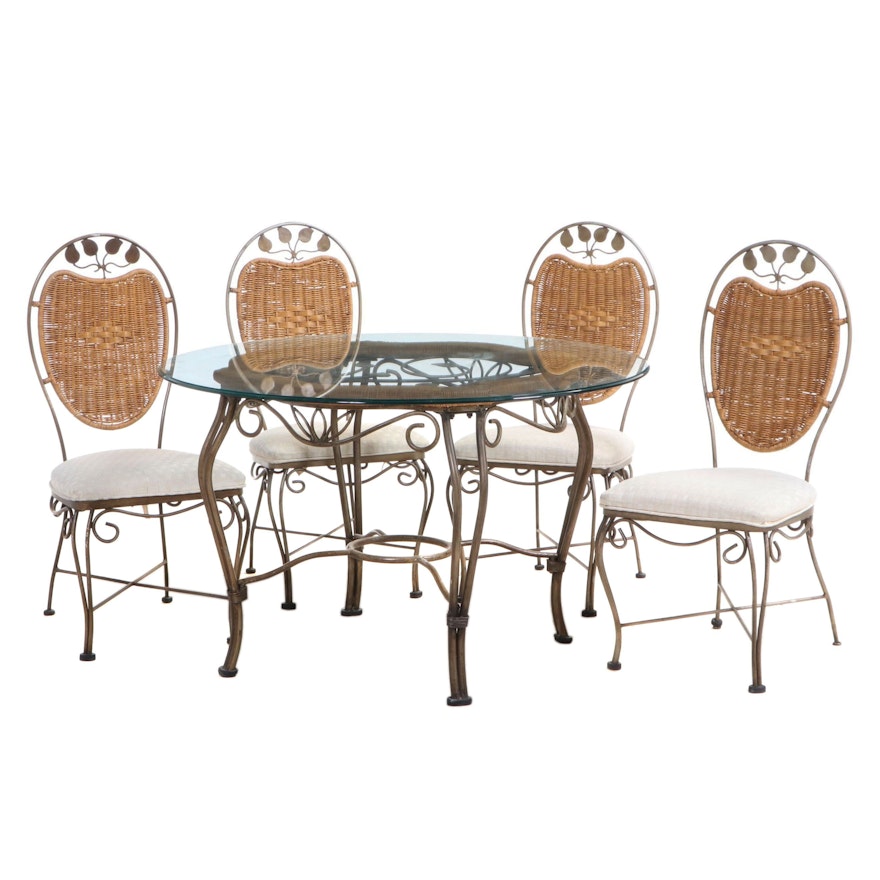 Five-Piece Universal Furniture Iron and Wicker Dining Set