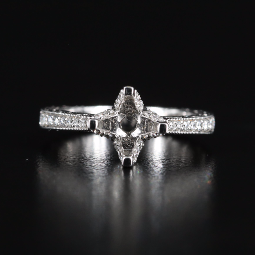 Venetti 14K Diamond Semi-Mount Ring with Milgrain Detail