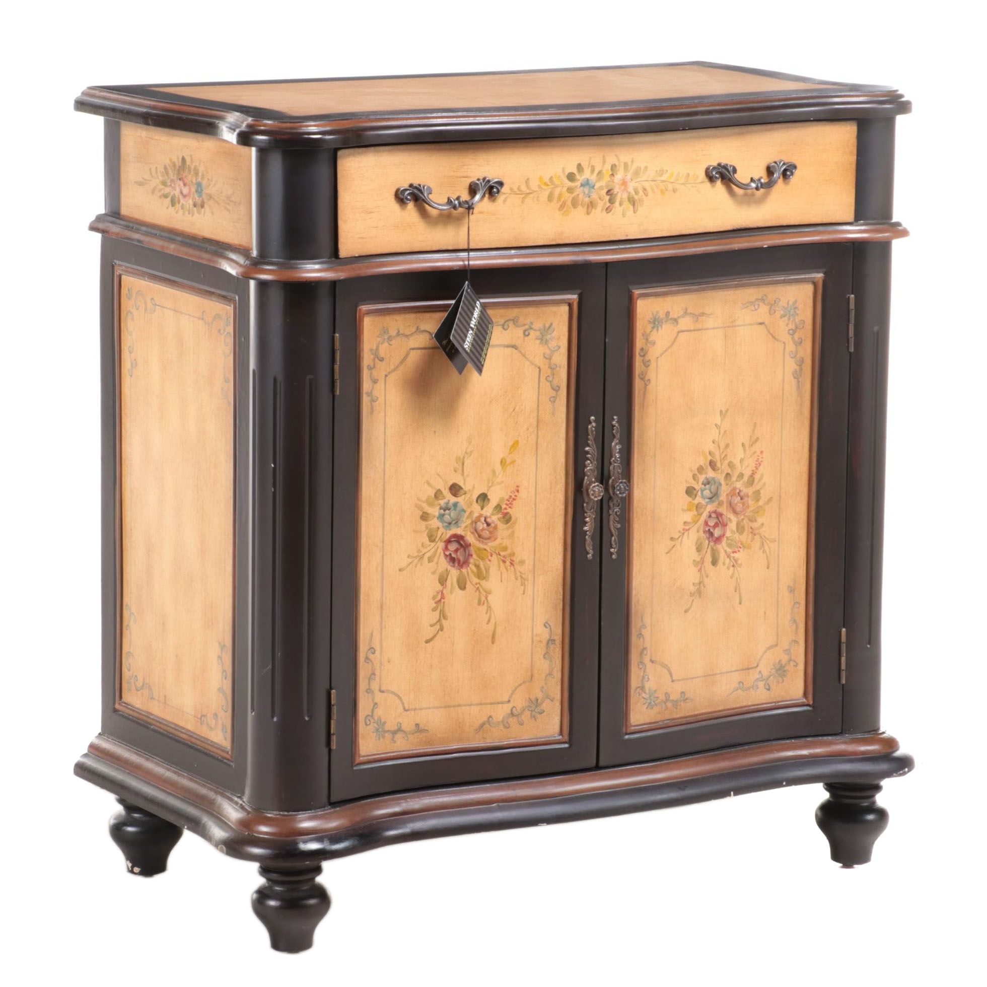 Stein World Venetian Rococo Style Paint-Decorated Serpentine Side Cabinet