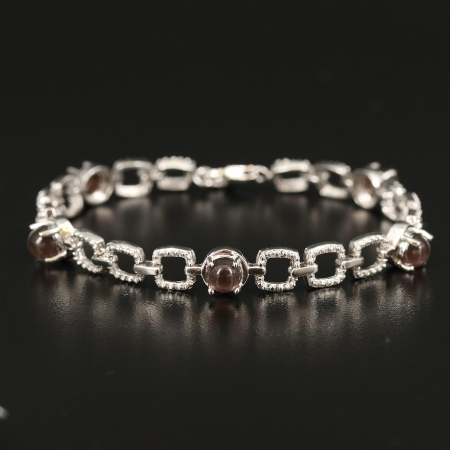 Sterling Cat's Eye Scapolite Station Bracelet