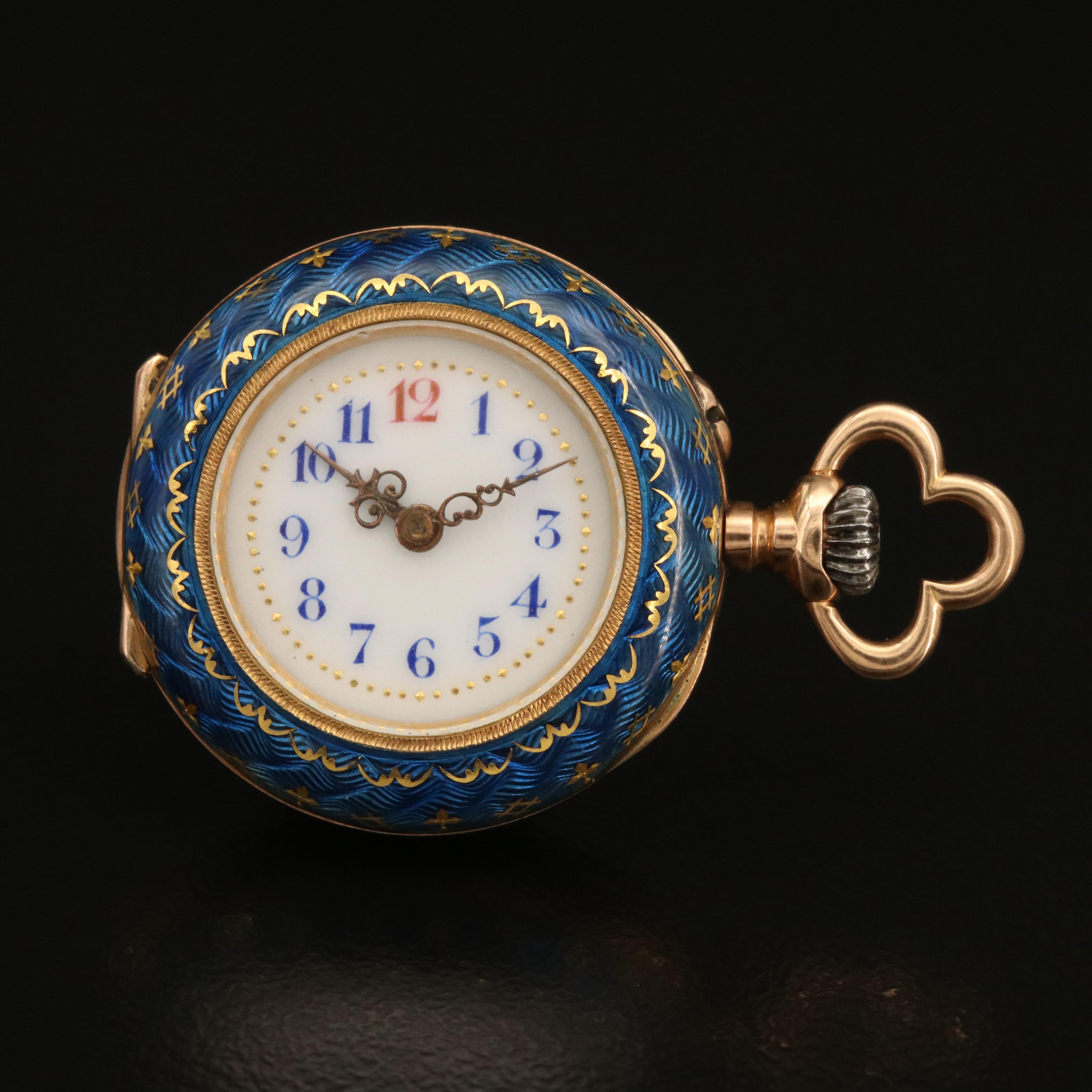 Antique Golay - Leresche & Fils 18K Gold, Enamel and Diamond Pocket Watch