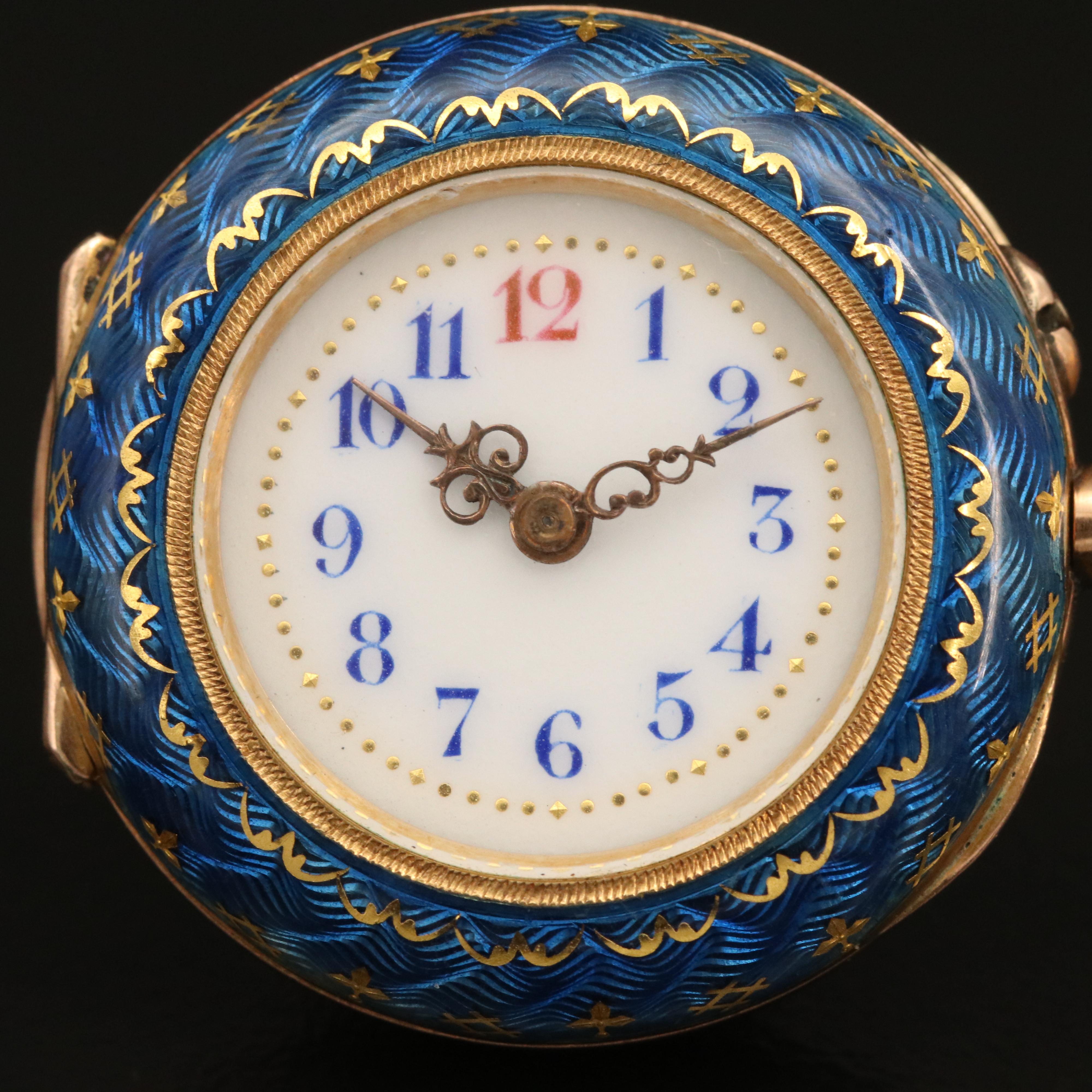 Antique Golay - Leresche & Fils 18K Gold, Enamel and Diamond Pocket Watch