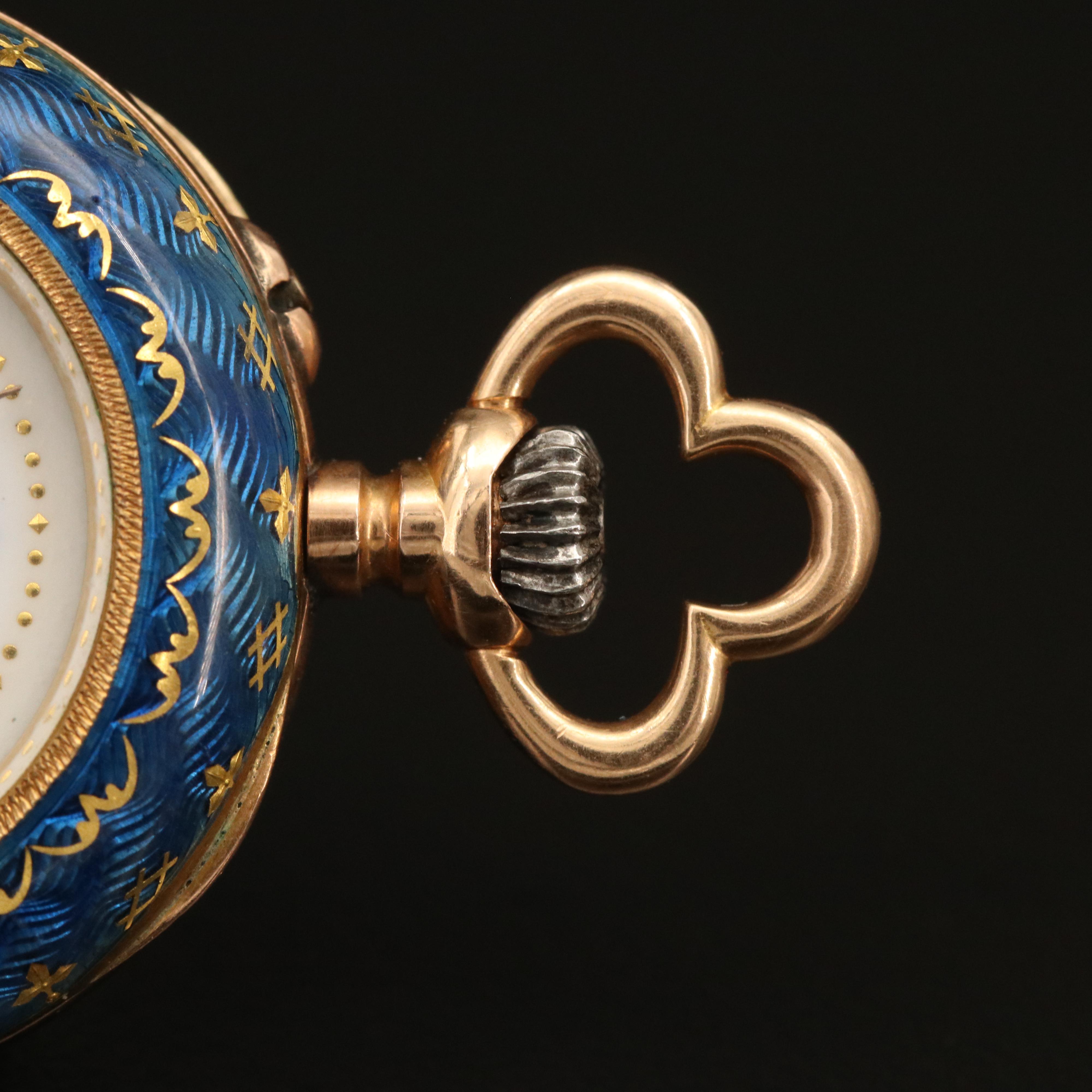 Antique Golay - Leresche & Fils 18K Gold, Enamel and Diamond Pocket Watch