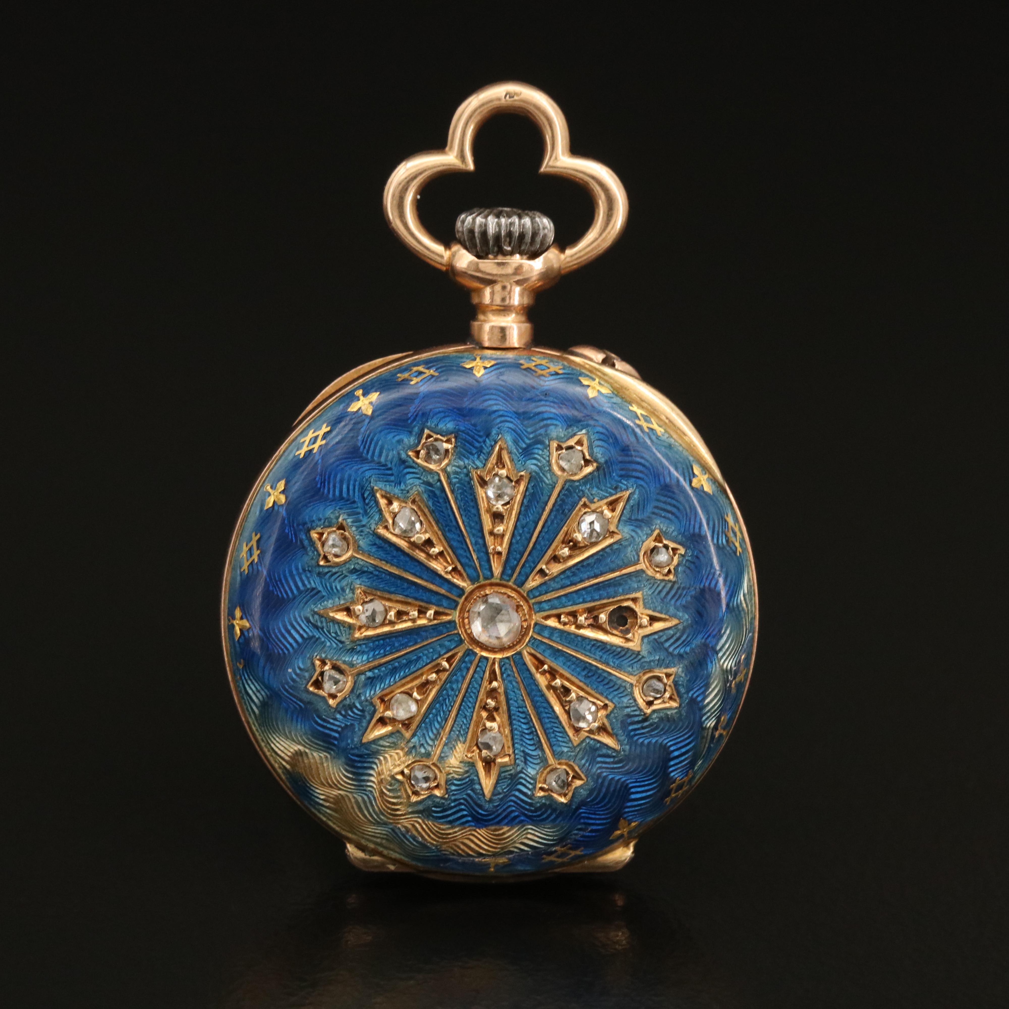 Antique Golay - Leresche & Fils 18K Gold, Enamel and Diamond Pocket Watch
