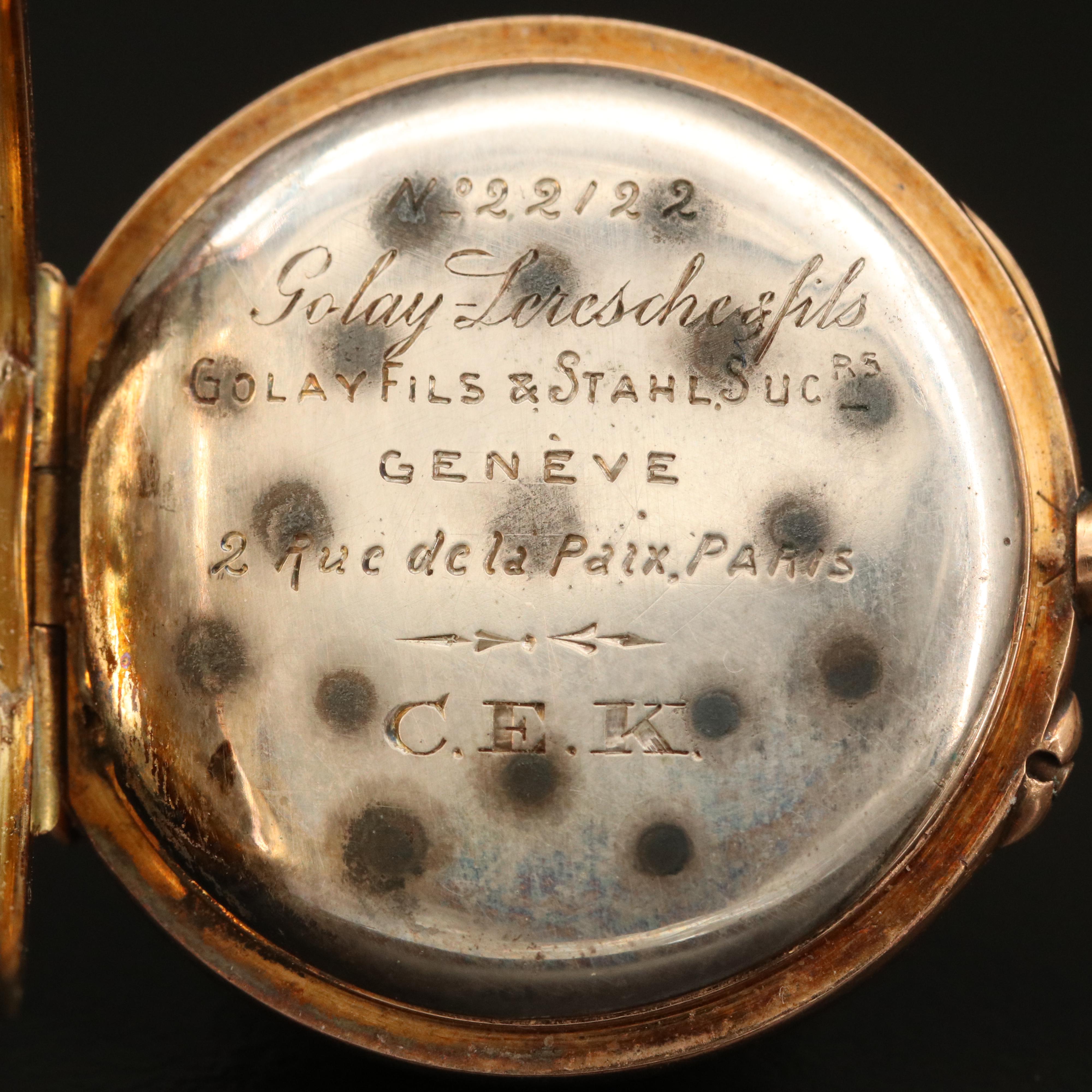 Antique Golay - Leresche & Fils 18K Gold, Enamel and Diamond Pocket Watch