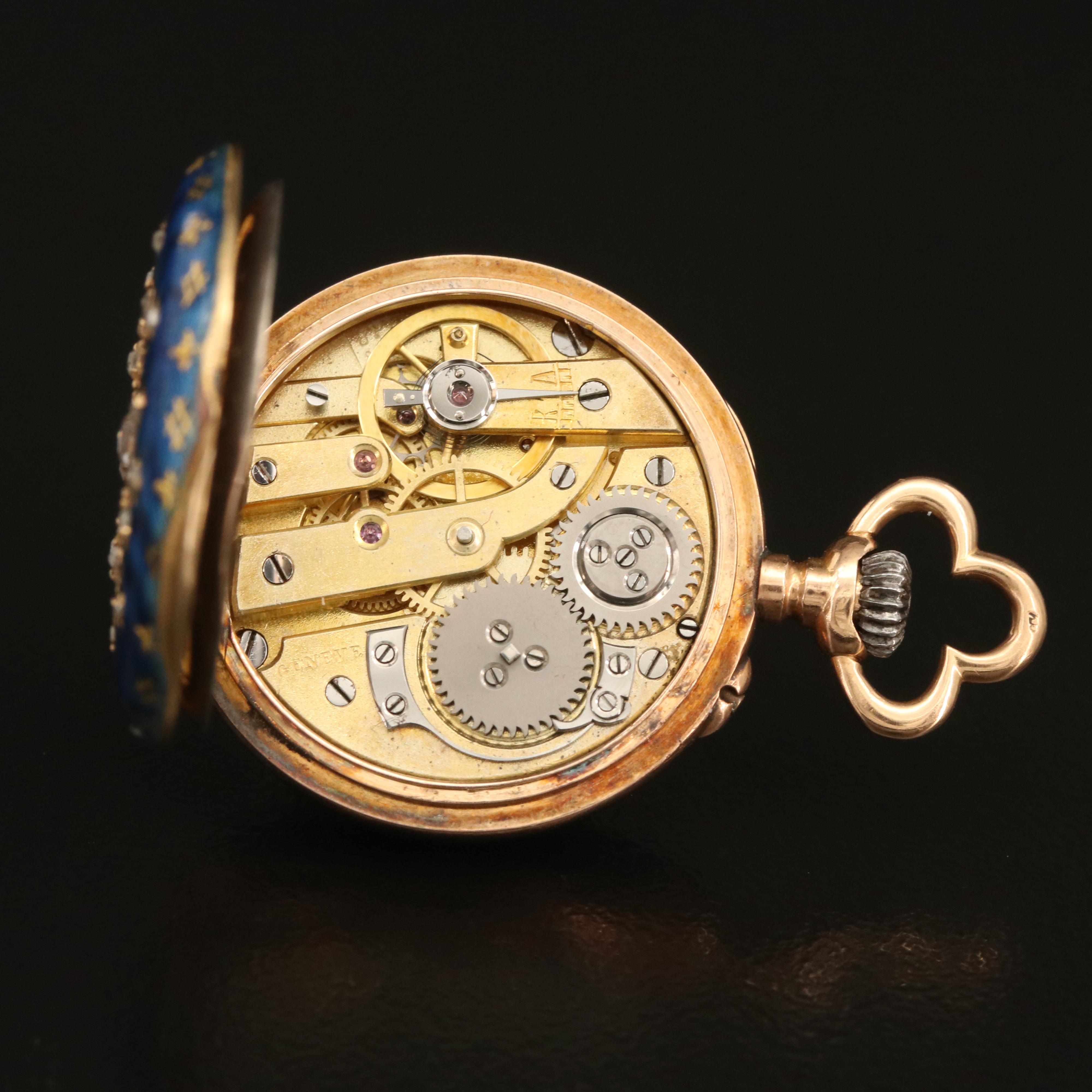 Antique Golay - Leresche & Fils 18K Gold, Enamel and Diamond Pocket Watch