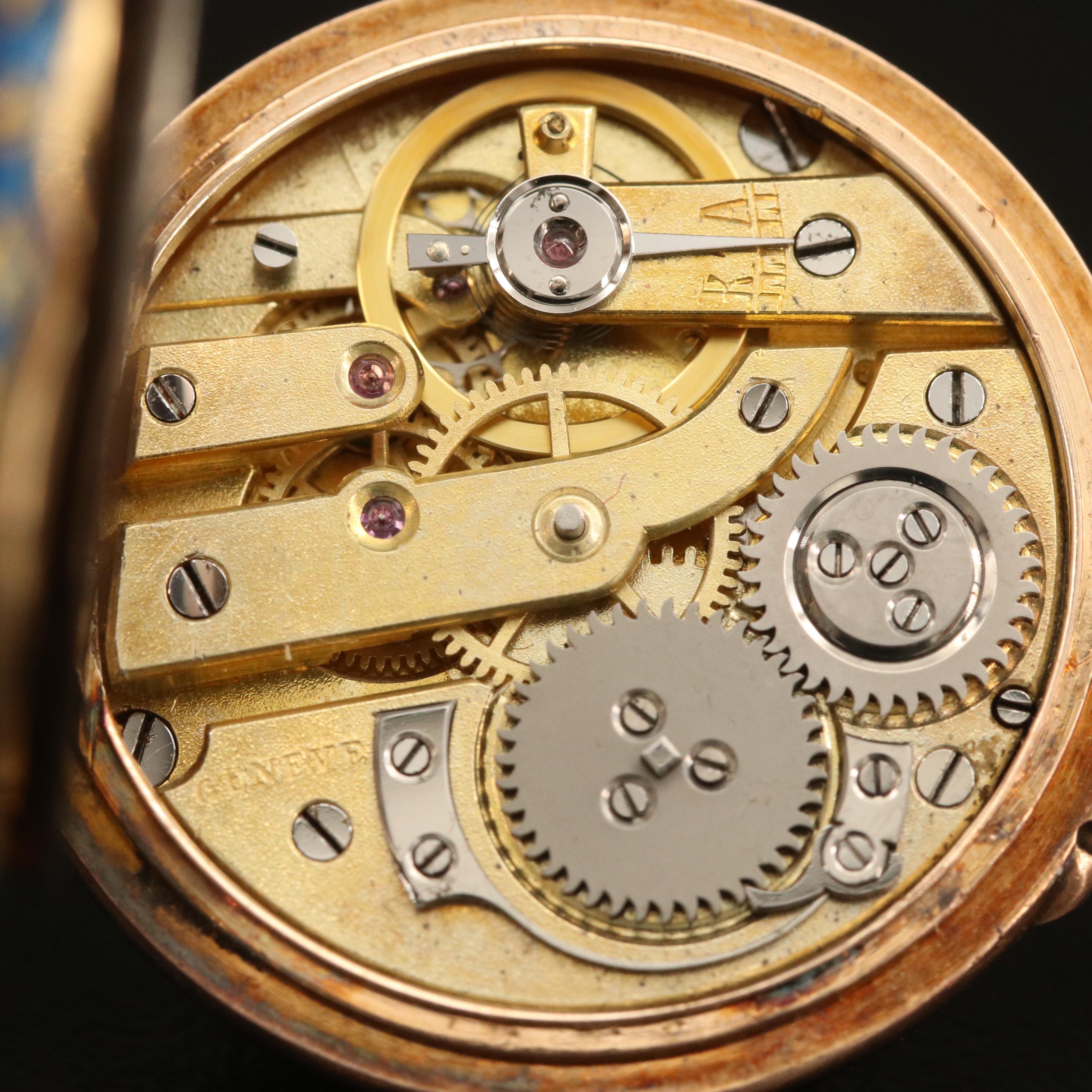 Antique Golay - Leresche & Fils 18K Gold, Enamel and Diamond Pocket Watch