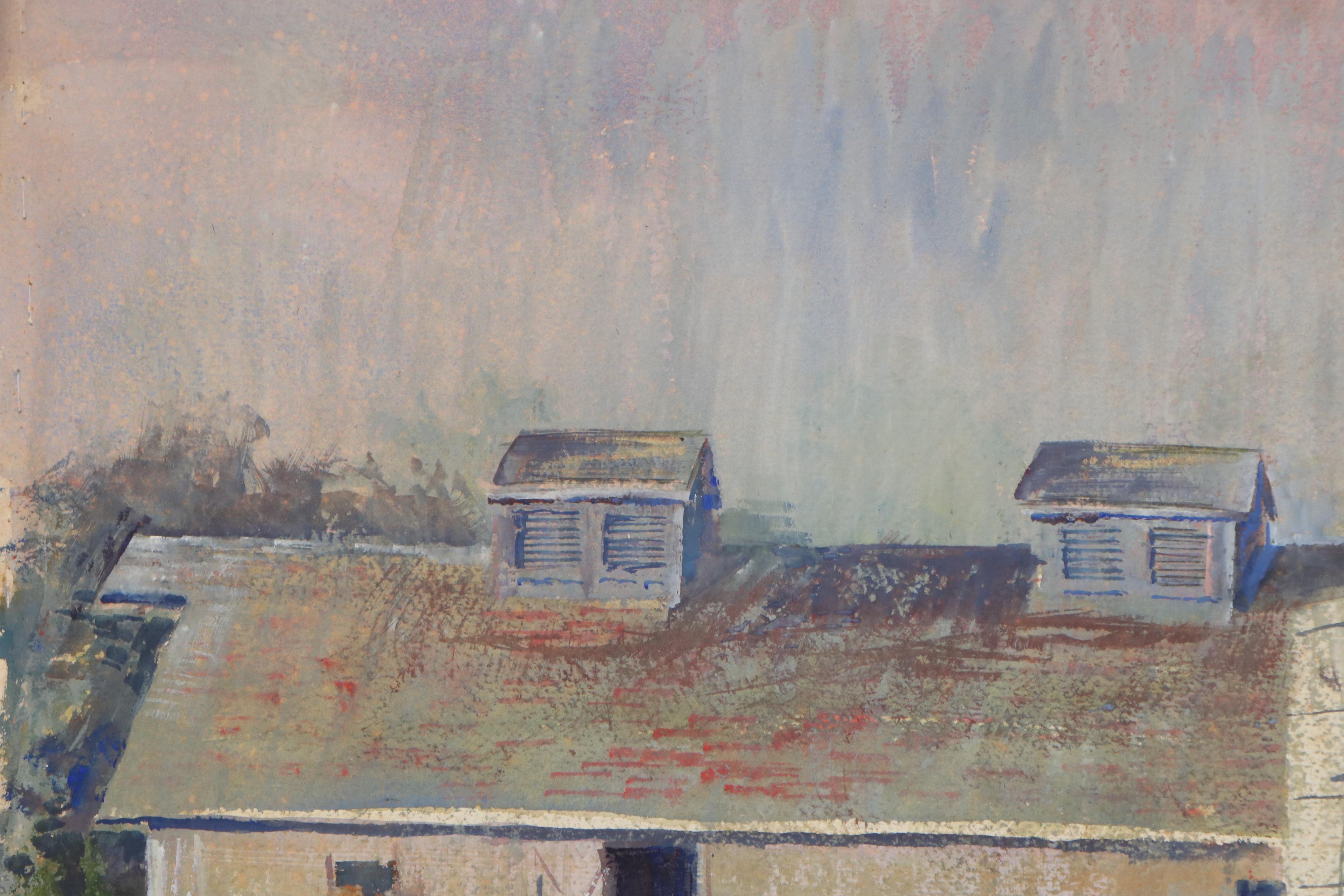 John Imhoff Farm Landscape Watercolor Painting, Mid-20th Century