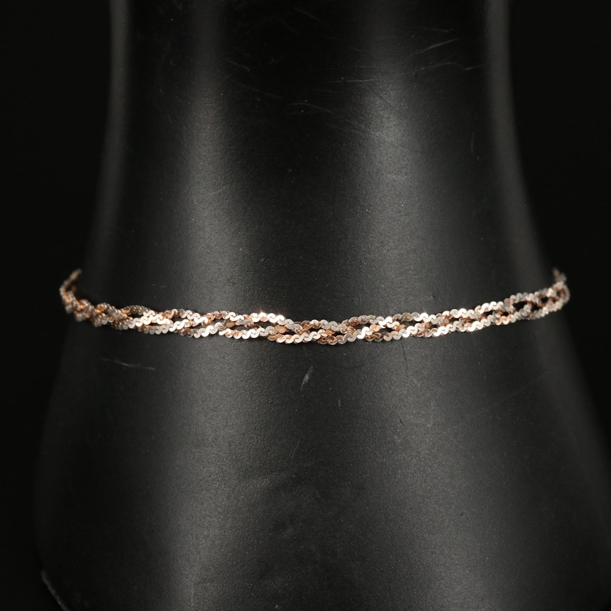 Italian Sterling Braided Serpentine Chain Bracelet