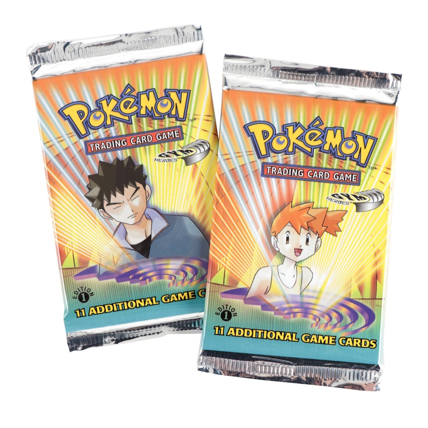 Pokémon "Gym Heroes" Sealed "Brock" and "Misty" Trading Card Packs, 2000