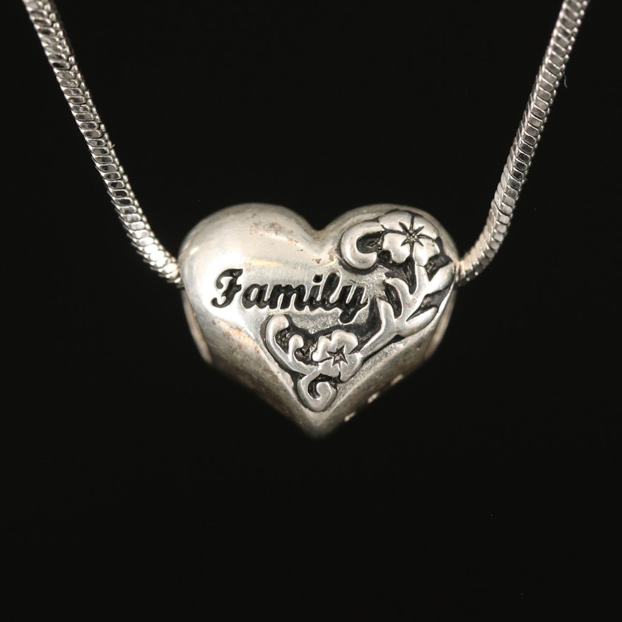 Sterling "Family" Charm on Fancy Link Chain