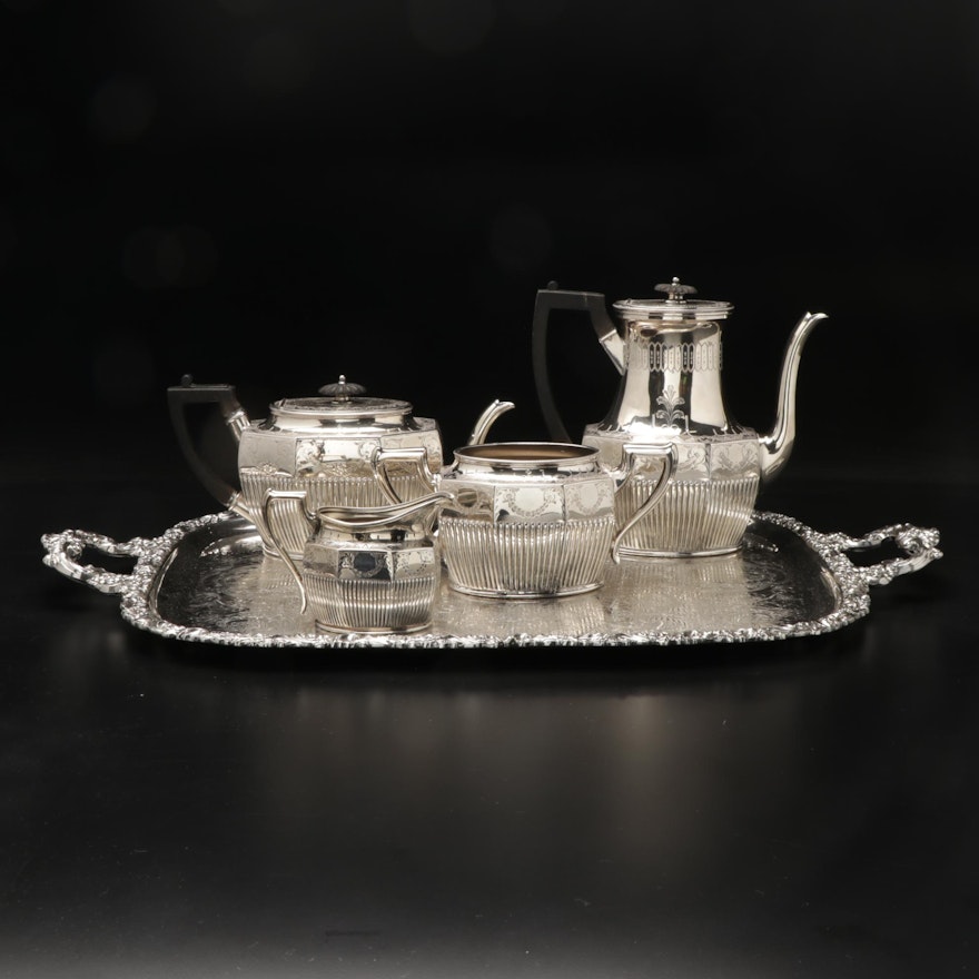 Phillip Ashberry & Sons Silver Plate Coffee Set With Serving Tray