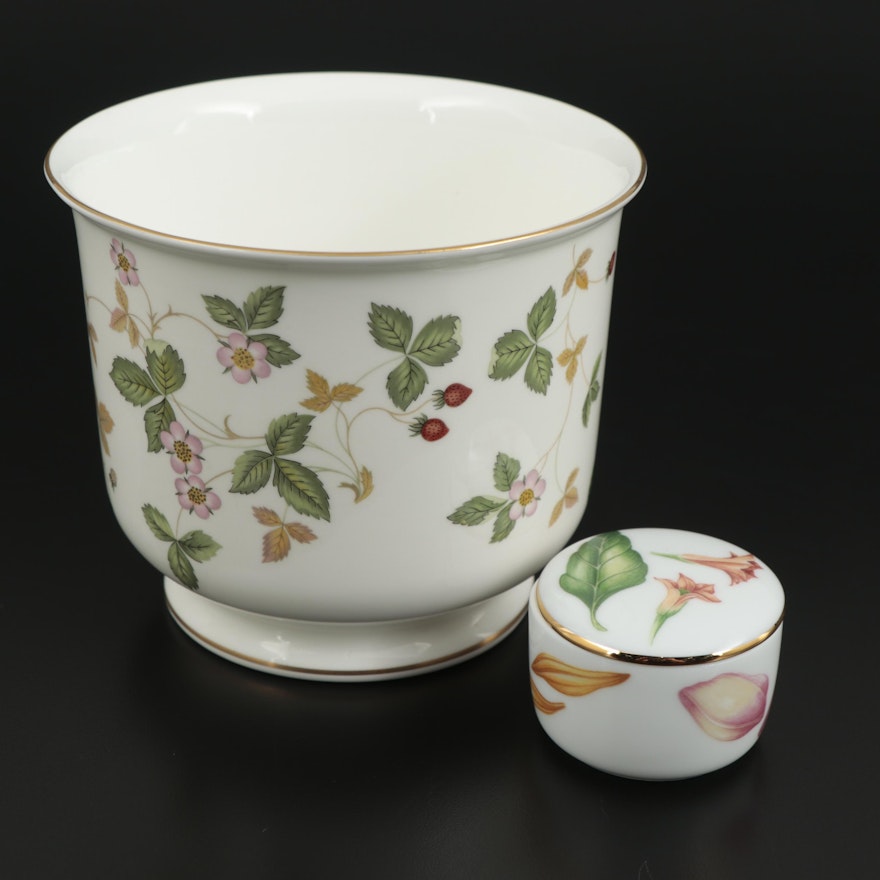 Wedgwood "Wild Strawberry" Bone China Cachepot with Tiffany & Co. Porcelain Box