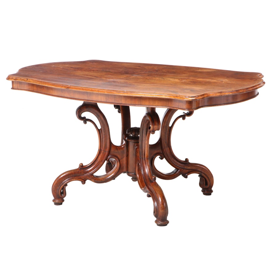 Danish Biedermeier Walnut and Burr Walnut Center Table, Mid-19th Century