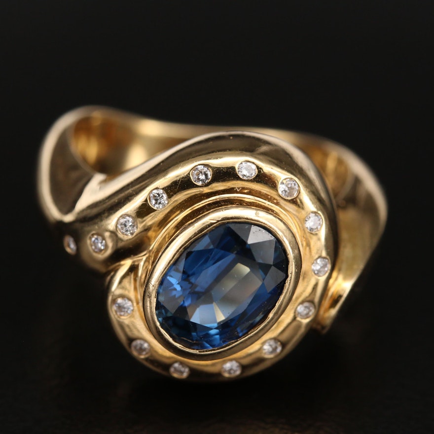 18K 2.24 CT Sapphire and Diamond Ring