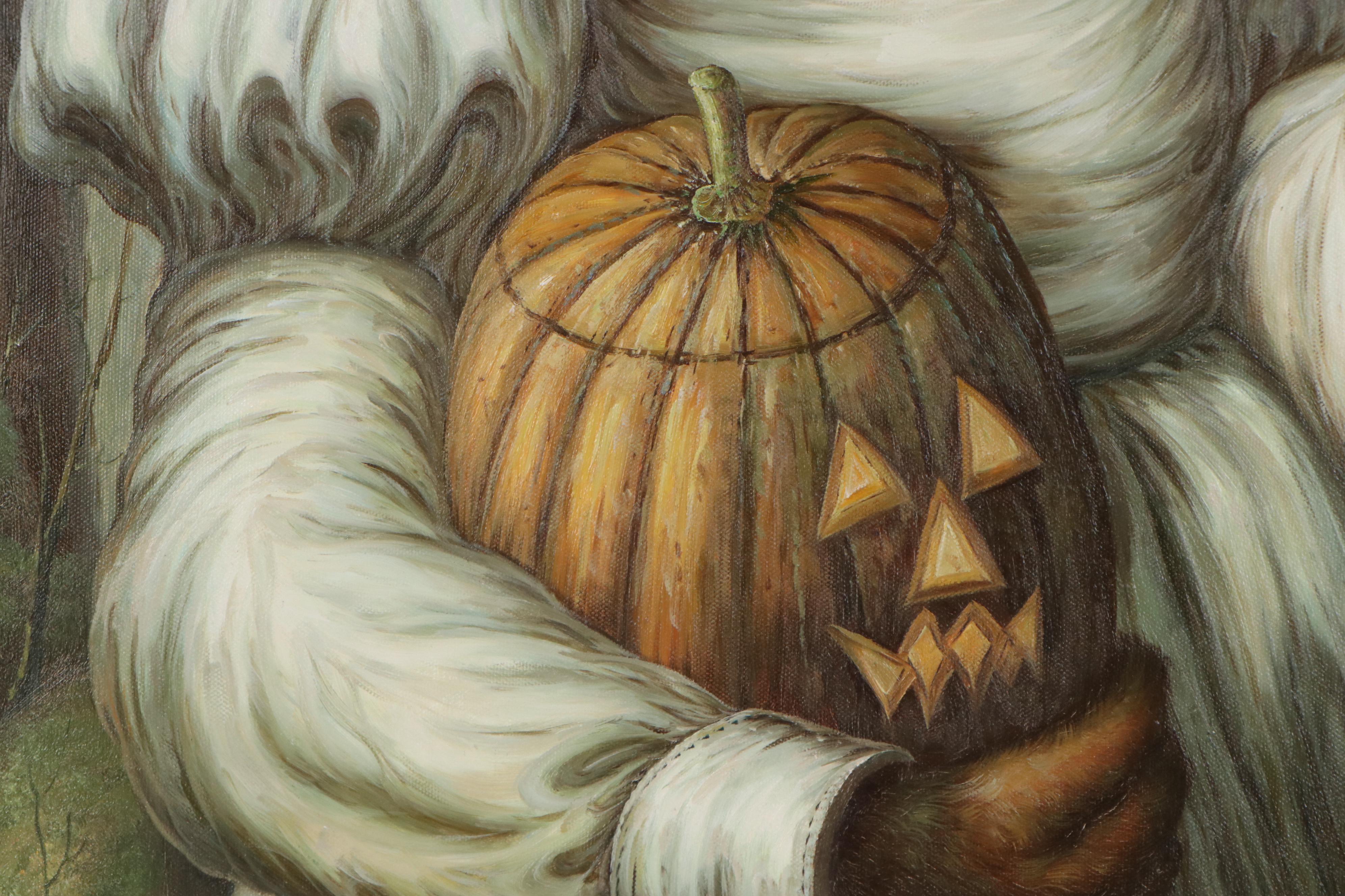 Anthropomorphic Chimpanzee Oil Painting in the Style of Donald Roller Wilson