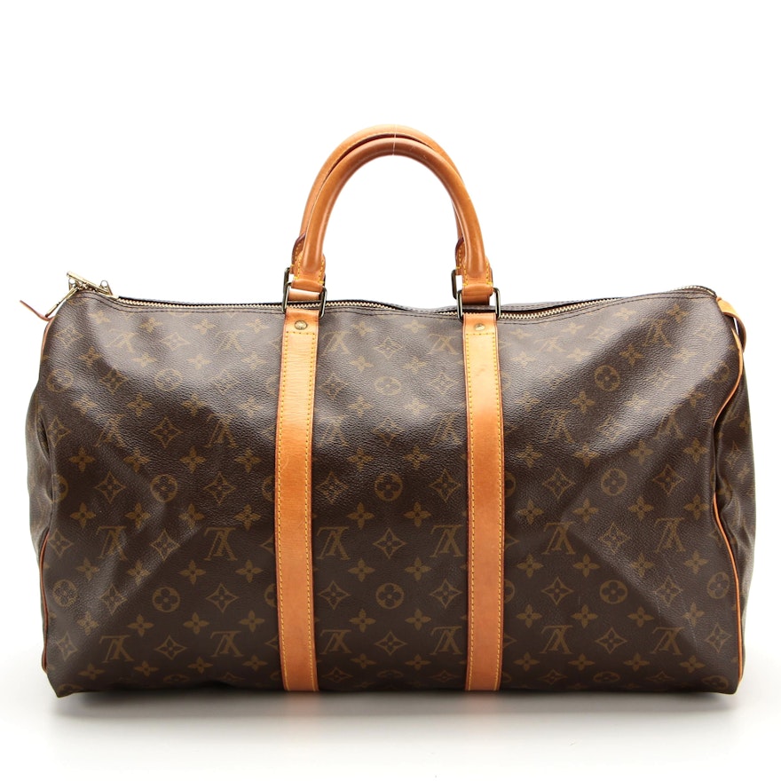 Louis Vuitton Keepall 50 in Monogram Canvas and Vachetta Leather