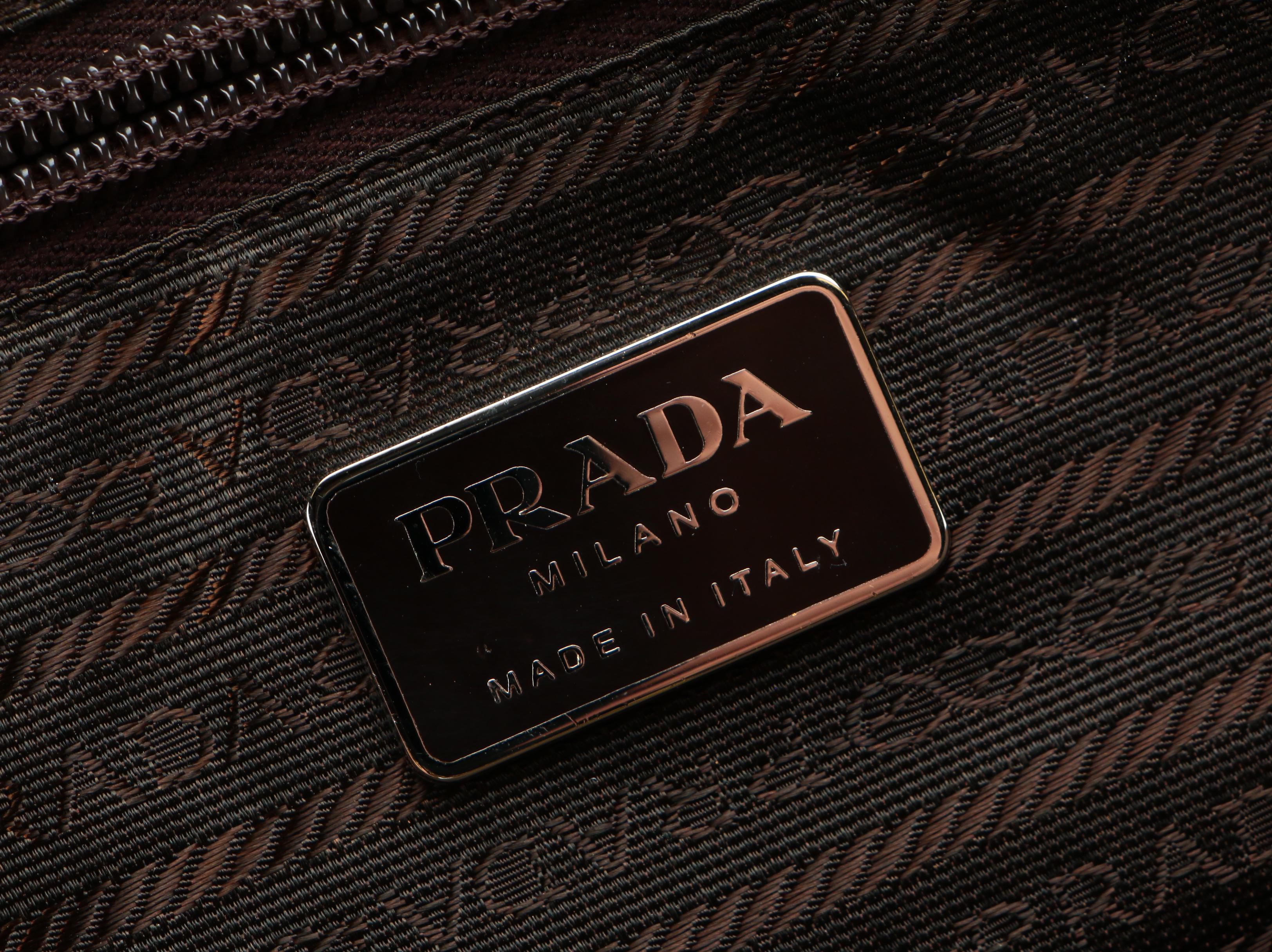 Prada Domed Shoulder Bag in Canvas and Leather Trim