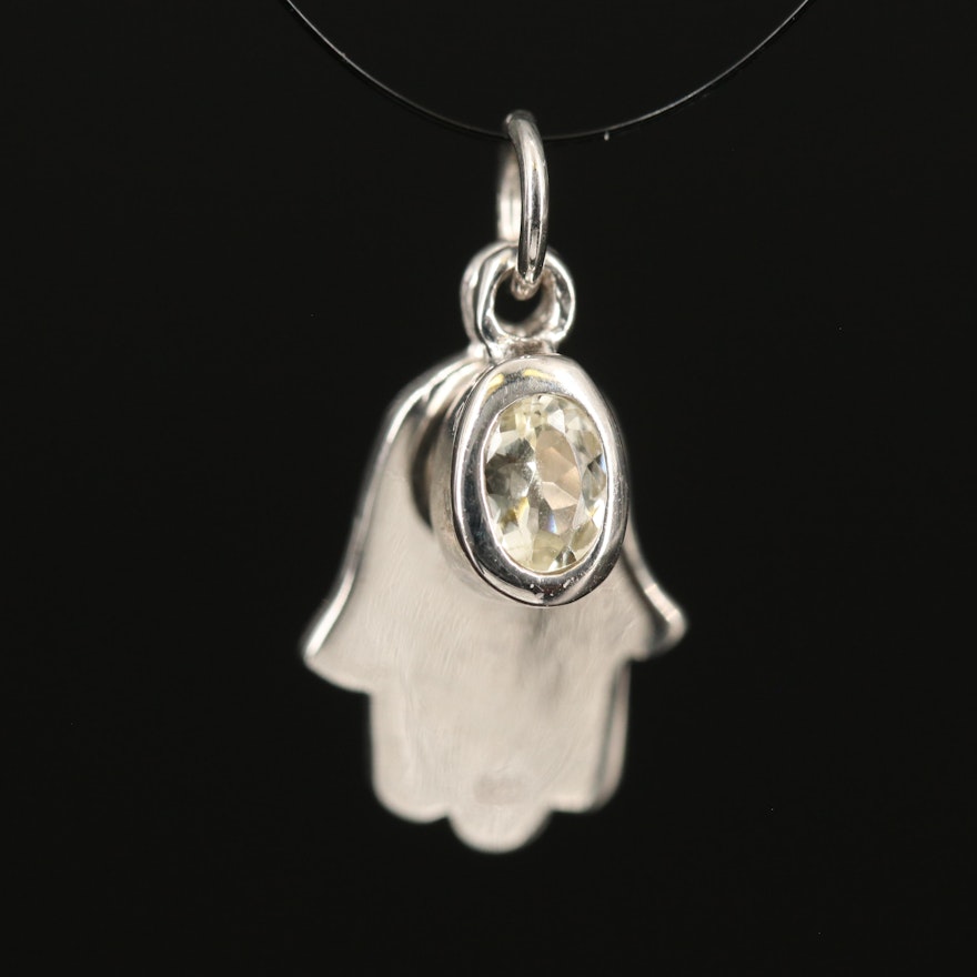 Sterling Danburite Hamsa Charm