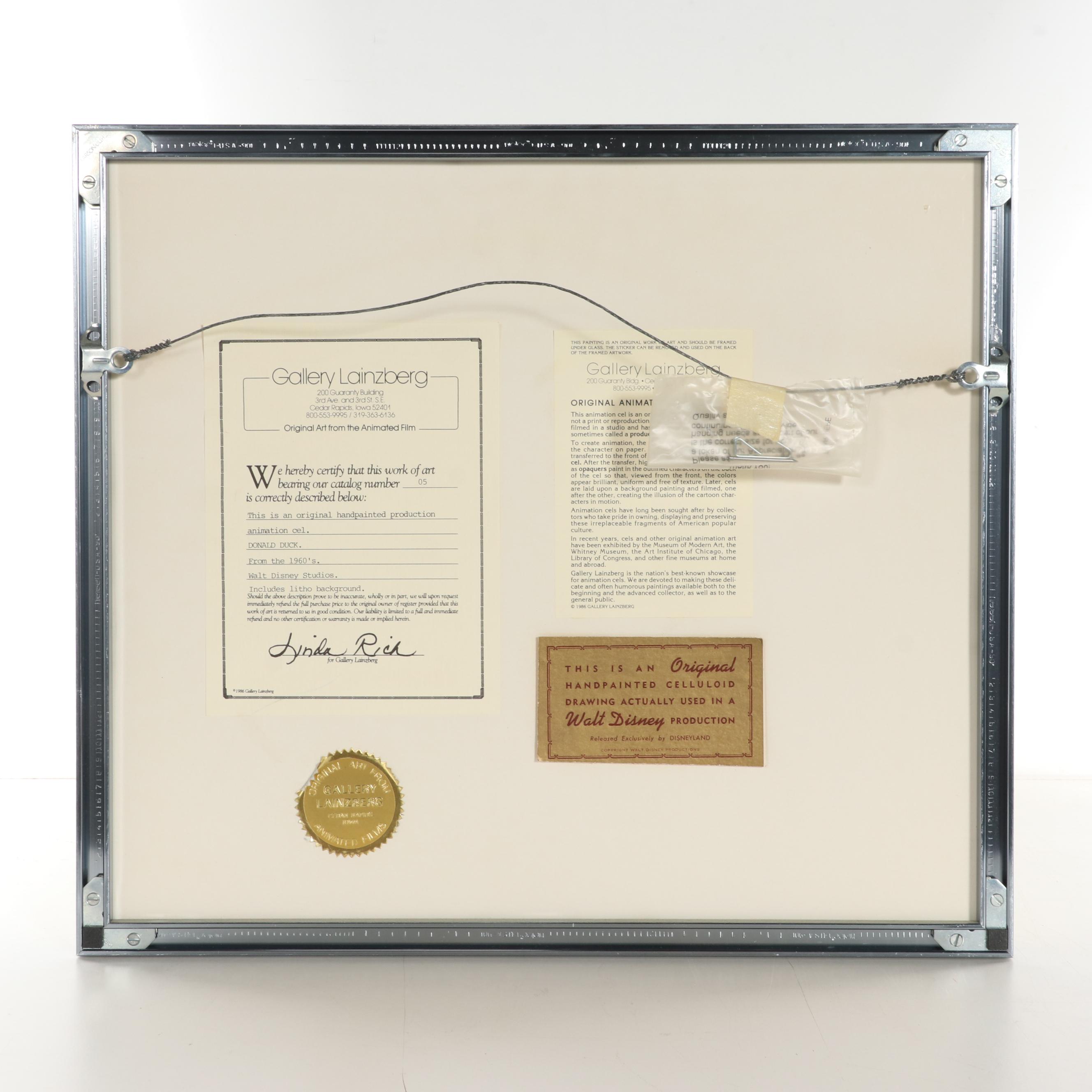 Disney Animation Production Cel of Donald Duck, 1960s