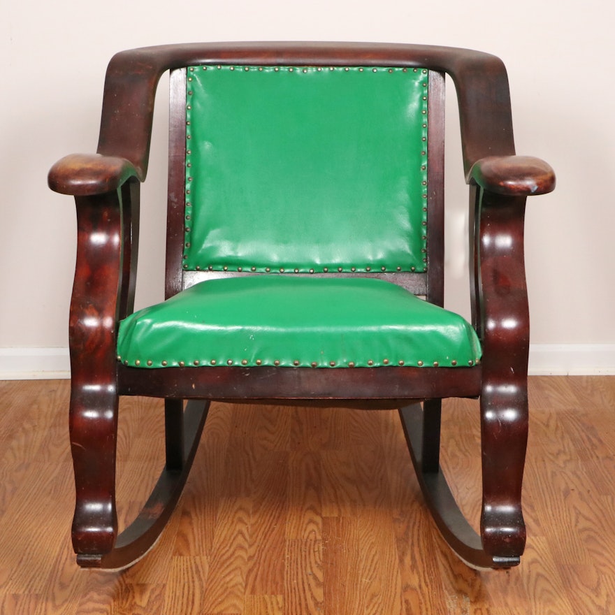 Empire Revival Oak Rocking Chair, Early 20th Century