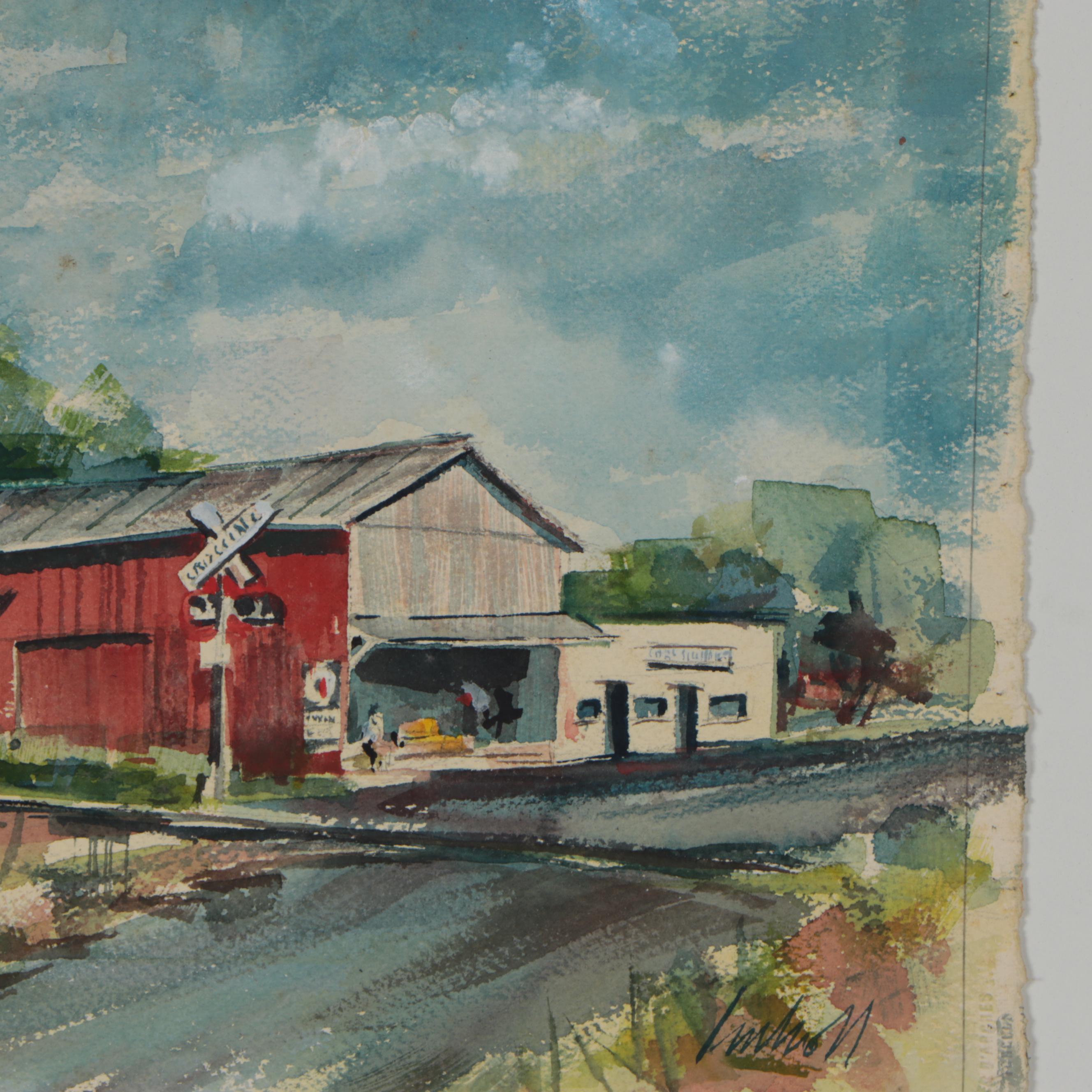 John Imhoff Watercolor Paintings of Barns, Mid-20th Century