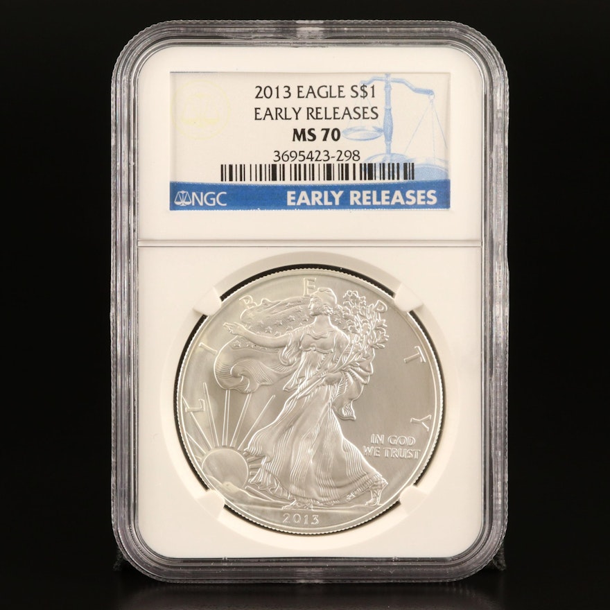 NGC Graded MS70 "Early Releases" 2013 $1 American Silver Eagle Bullion Coin