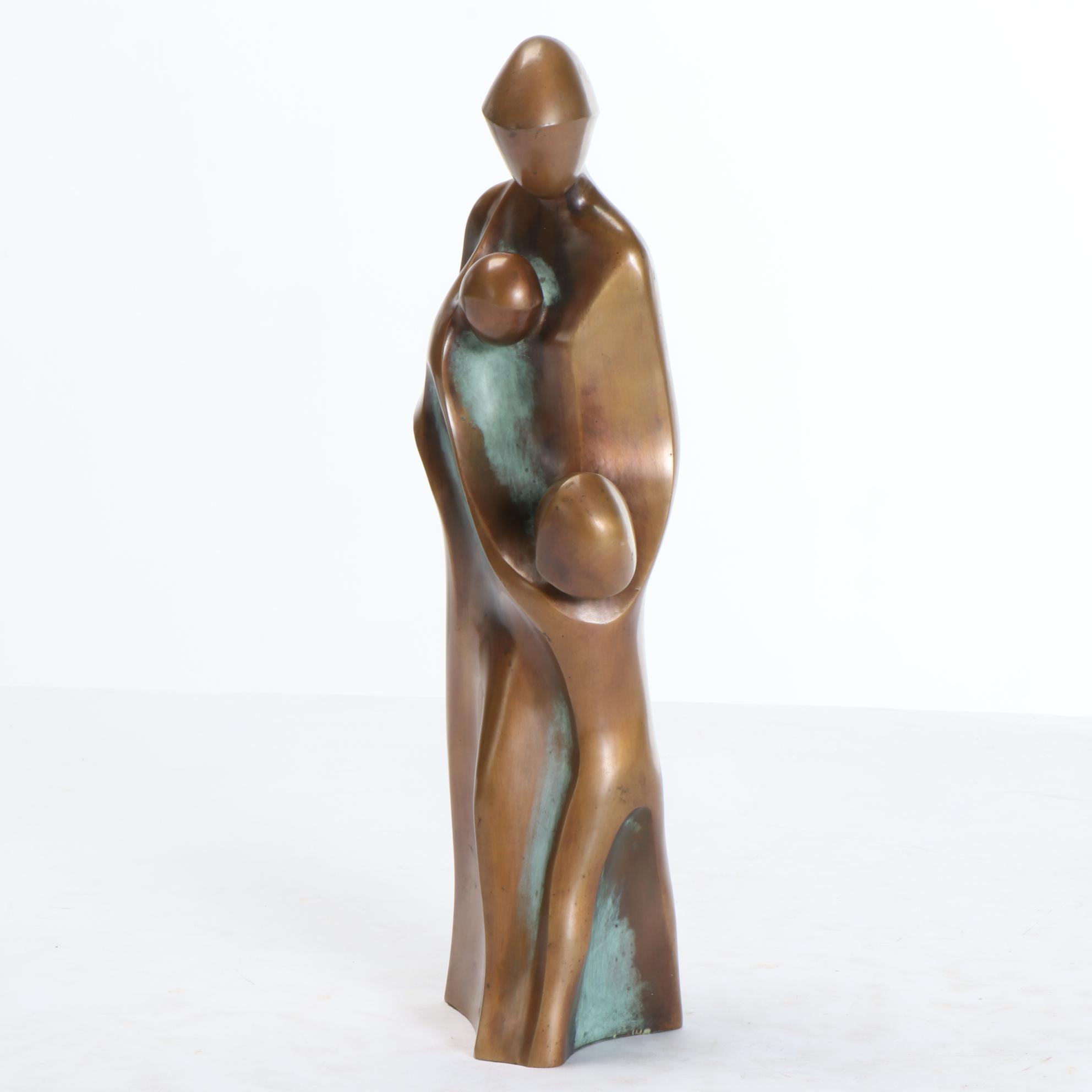 Loni Kreuder Bronze Sculpture of Figures Embracing, Late 20th Century