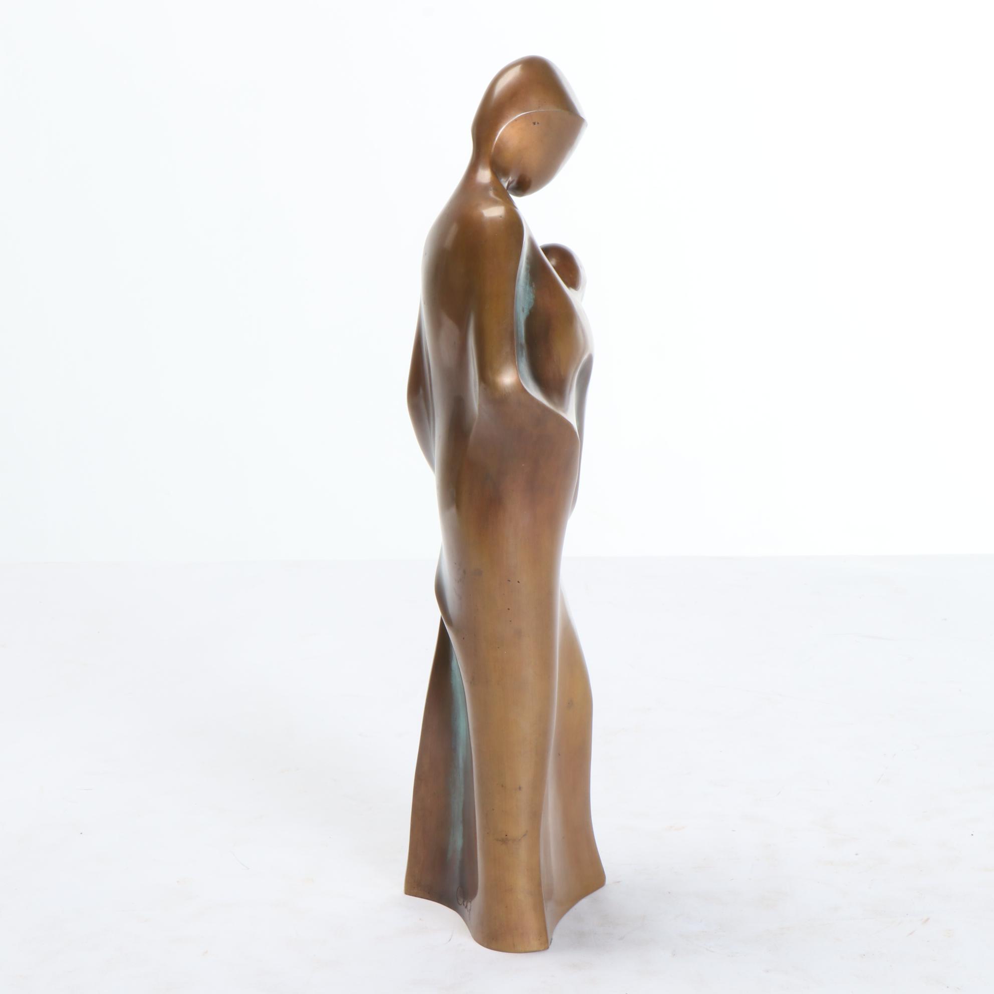 Loni Kreuder Bronze Sculpture of Figures Embracing, Late 20th Century