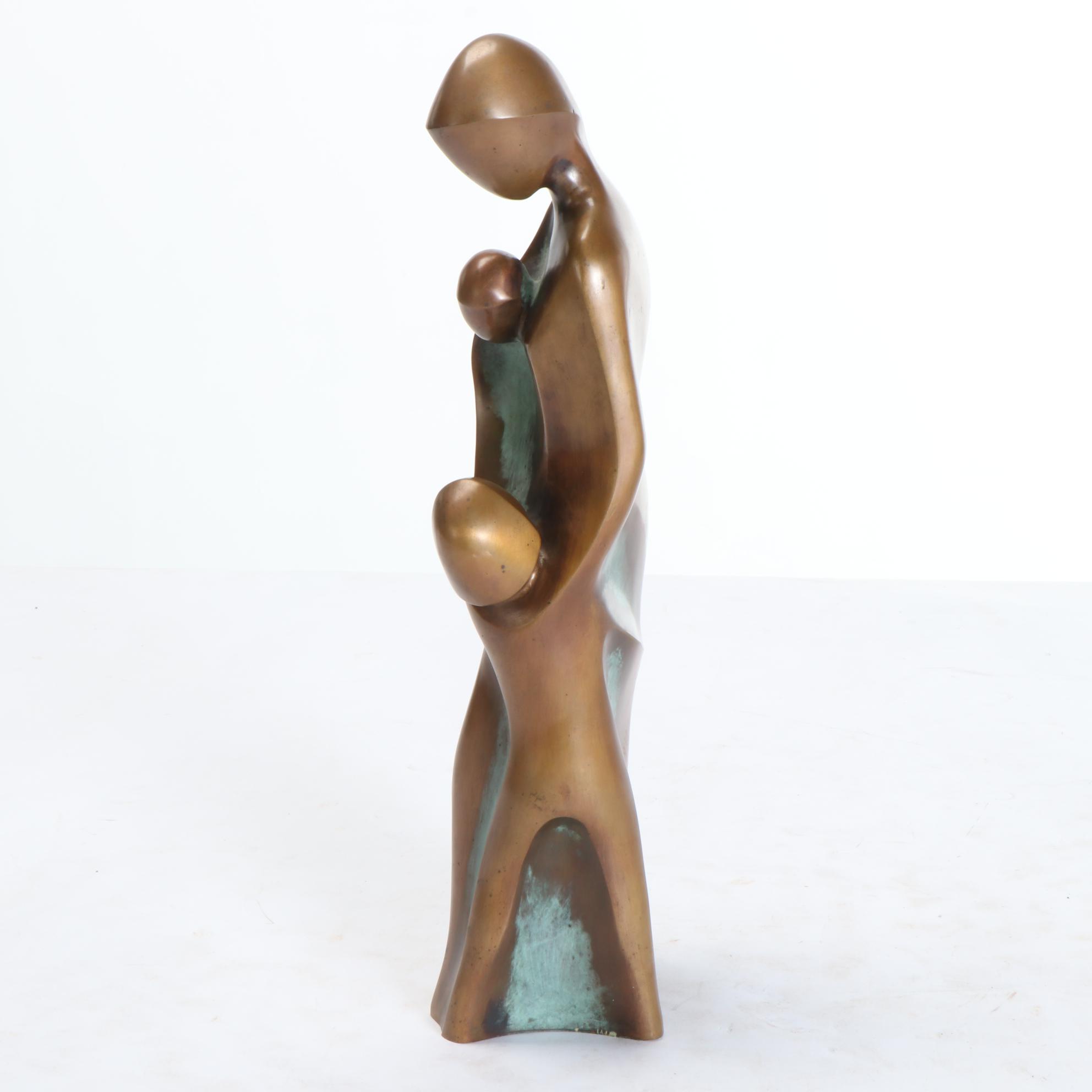 Loni Kreuder Bronze Sculpture of Figures Embracing, Late 20th Century