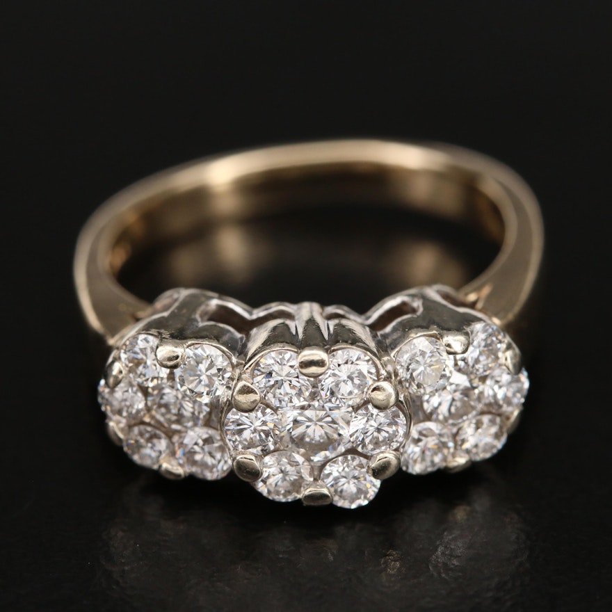 14K Diamond Cluster Ring