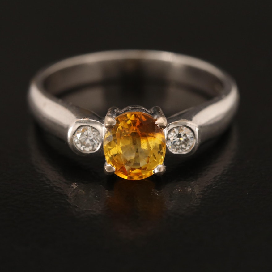 18K Sapphire and Diamond Three Stone Ring