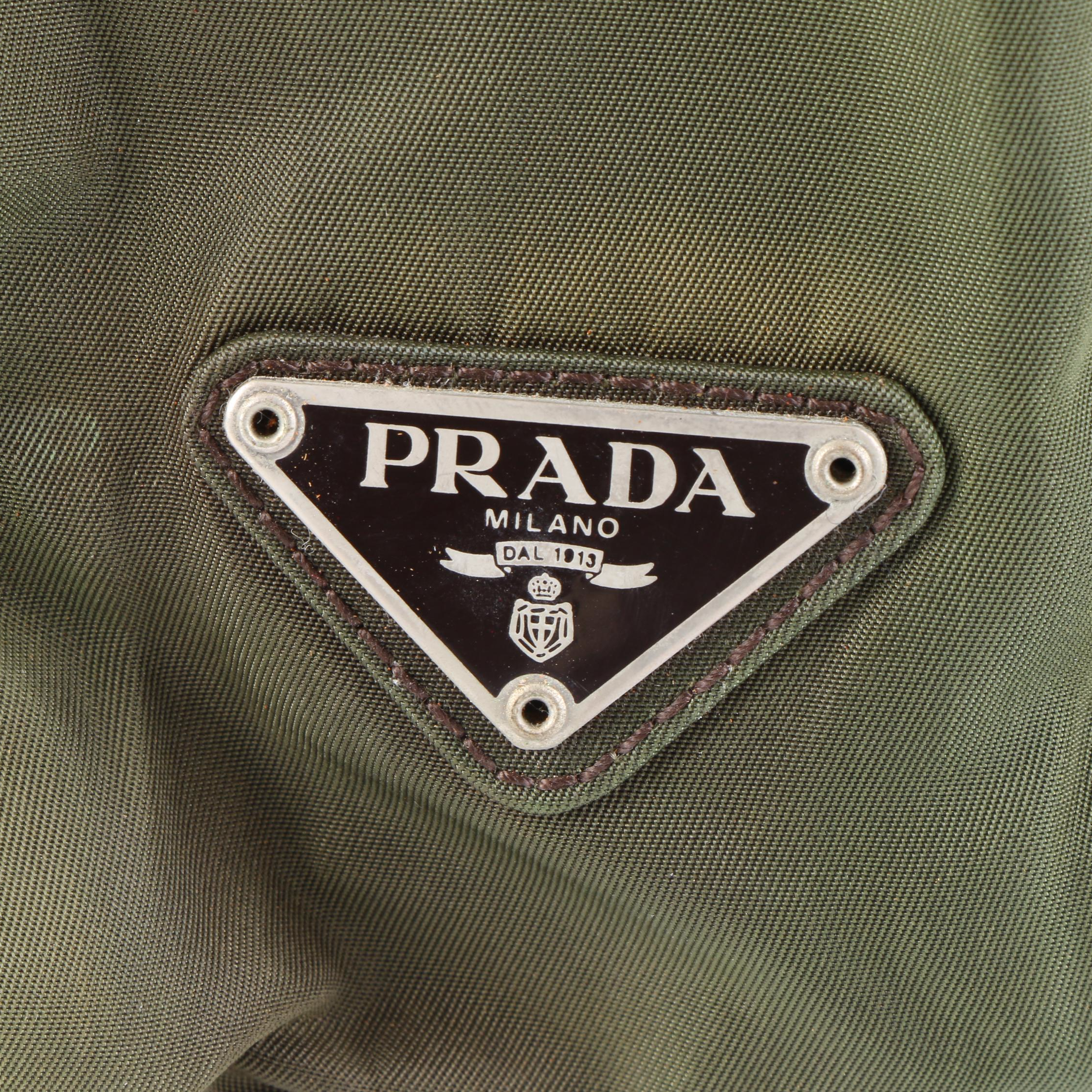 Prada Shoulder Tote Bag in Green Tessuto Nylon