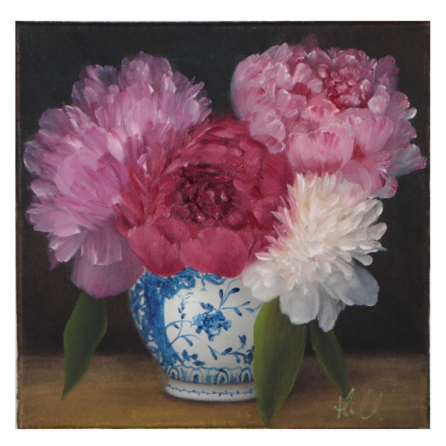 Thu-Thuy Tran Oil Painting "Spring Peony Bouquet"
