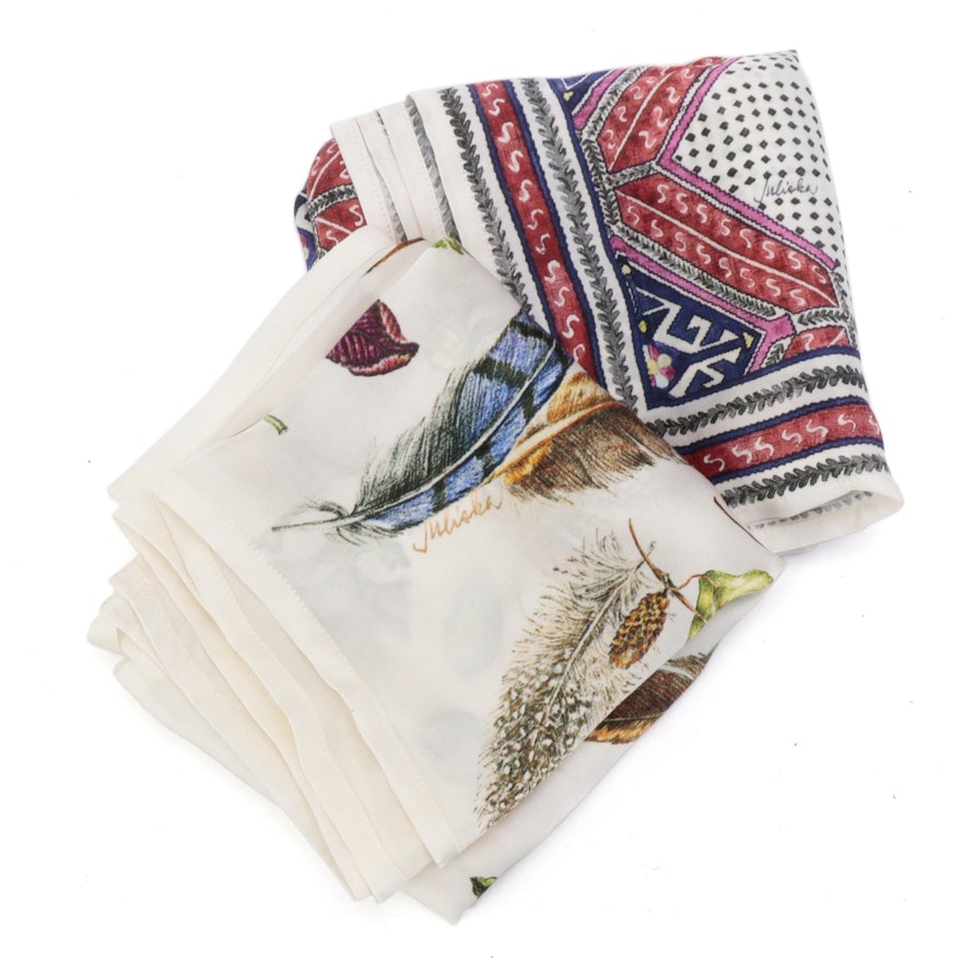 Juliska Tangier and Forest Walk Silk Scarves with Boxes