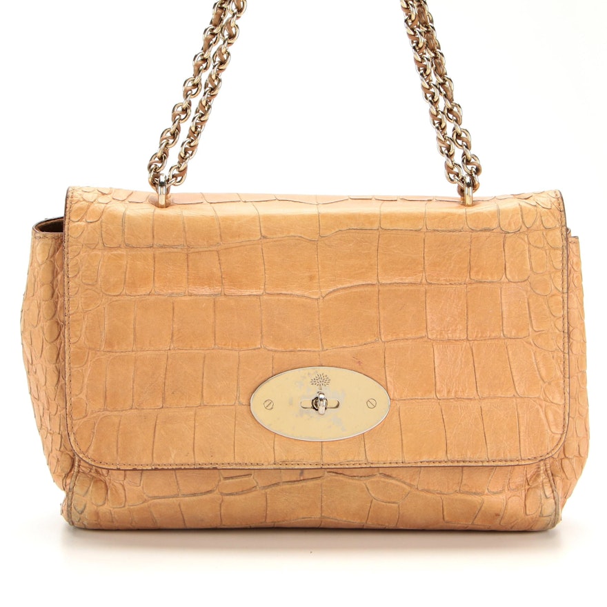 Mulberry Lily Shoulder Bag in Embossed Leather with Chain Strap