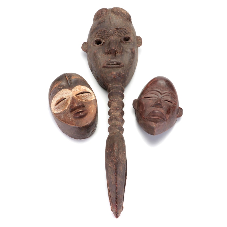 Dan Inspired Hand-Carved Wood Masks, West Africa