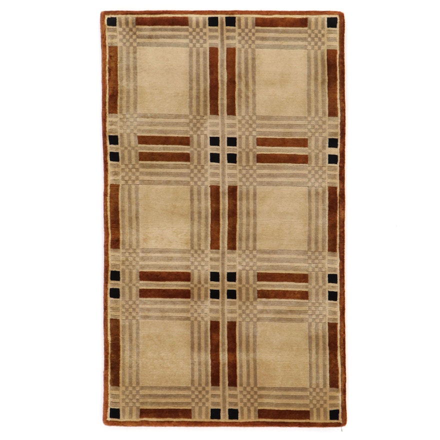 2'11 x 5' Hand-Knotted Indian Modern Style Area Rug