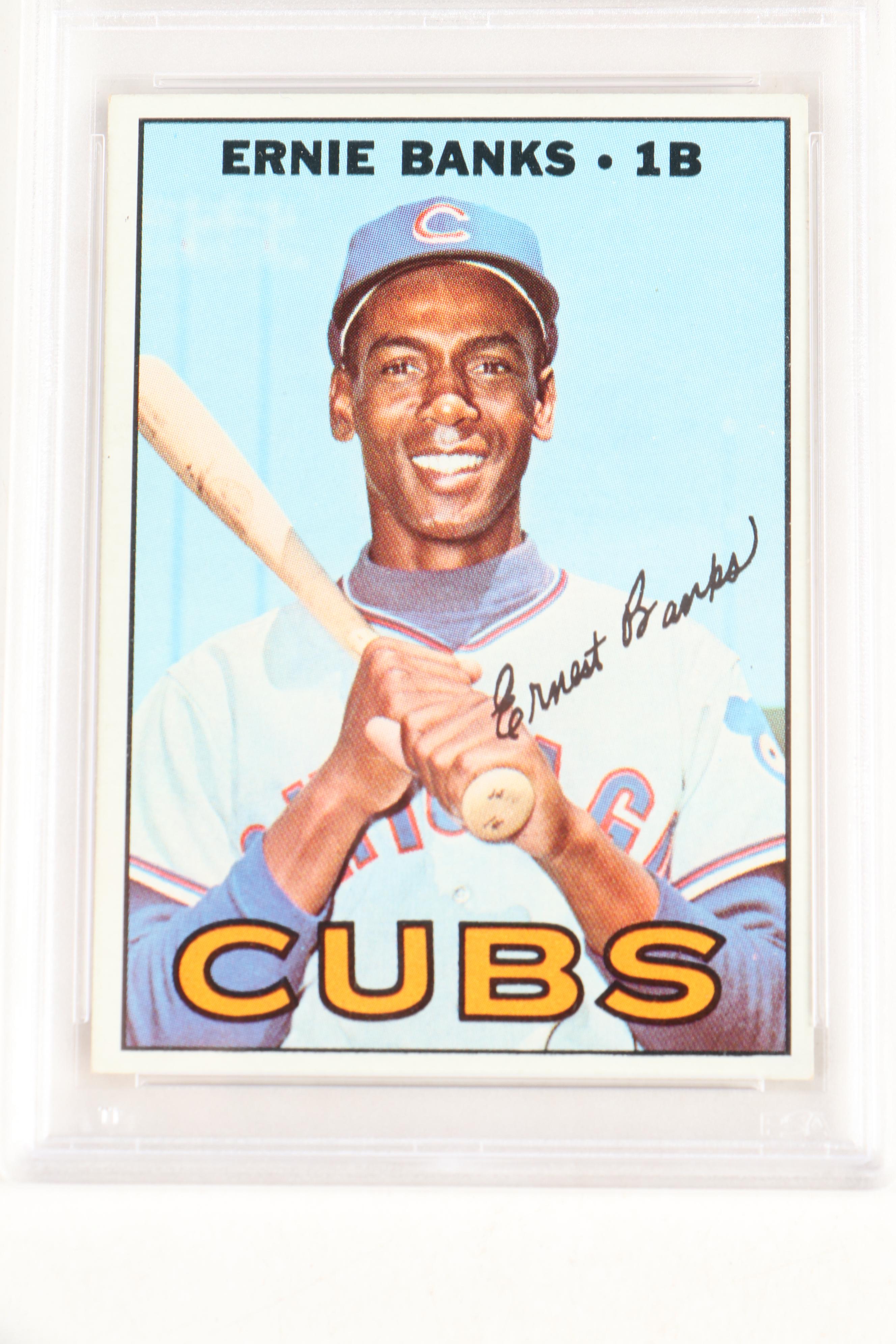 1967 Ernie Banks and Pete Rose Topps PSA Graded Baseball Cards