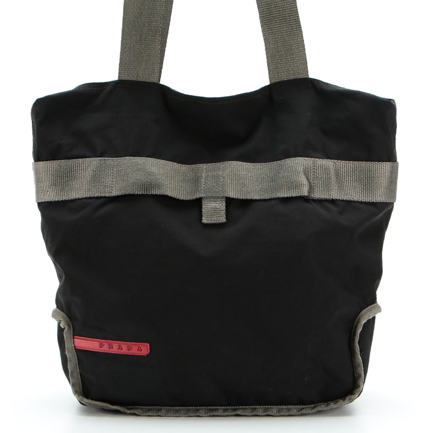Prada Sport Nylon Tote Bag in Black and Grey