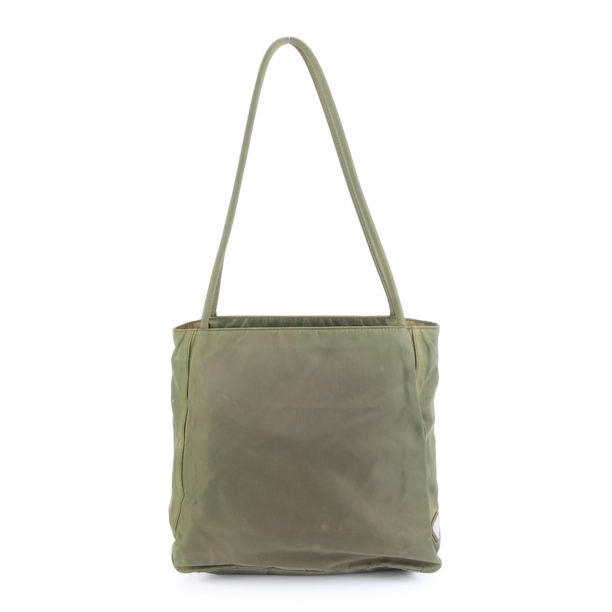 Prada Shoulder Tote Bag in Green Tessuto Nylon